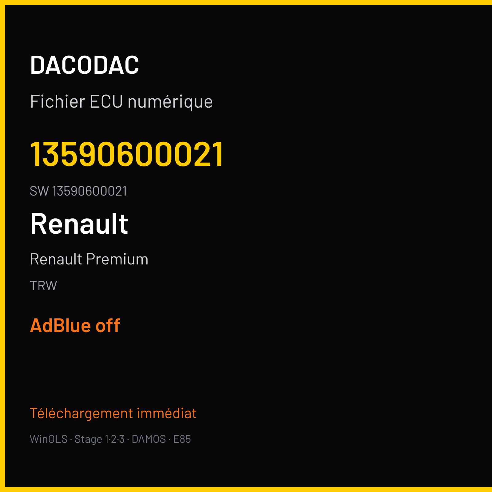 Renault Premium 370 ch — TRW — 13590600021 · 13590600021 · EMS2.2 — ADBLUE off