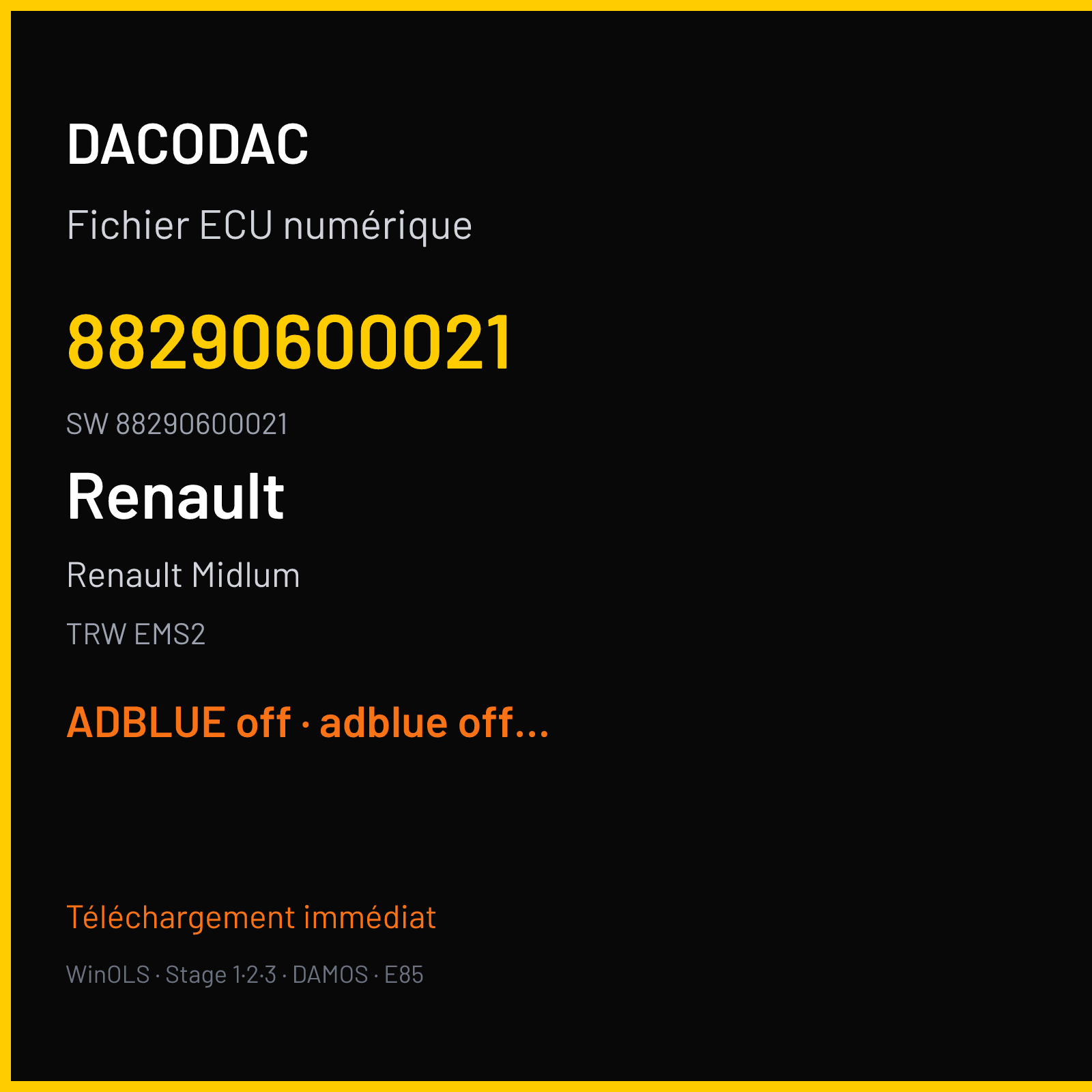 Renault Midlum 162 ch (2007) — TRW EMS2 — 88290600021 · 88290600021 — ADBLUE off