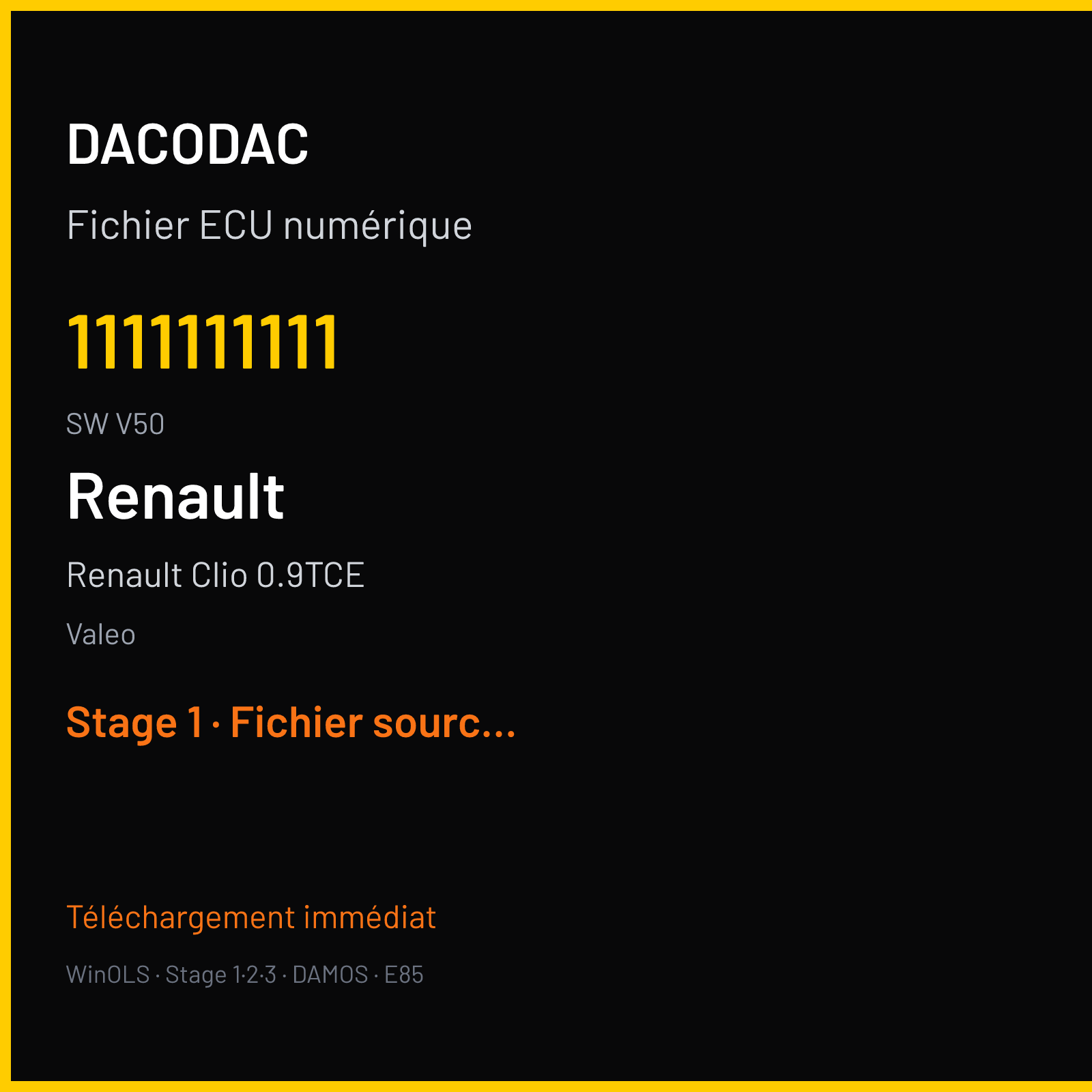 Renault Clio 0.9TCE (2015) — Valeo — 1111111111 · V50 — Stage 1