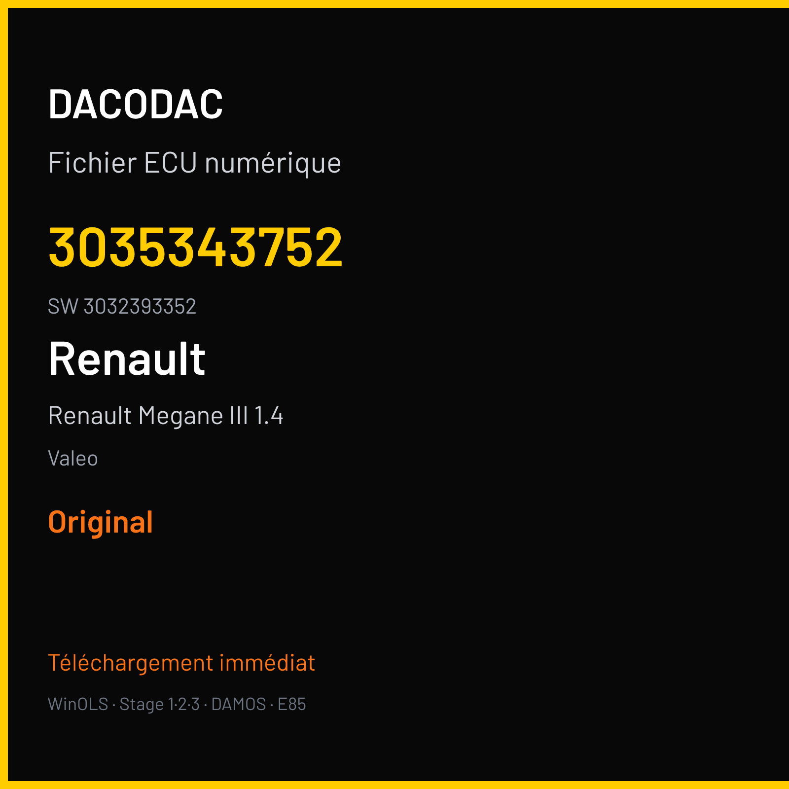 Renault Megane III 1.4 130 ch (2009) — Valeo — 3035343752 · 3032393352 · 371005478920099206 V50 — Original