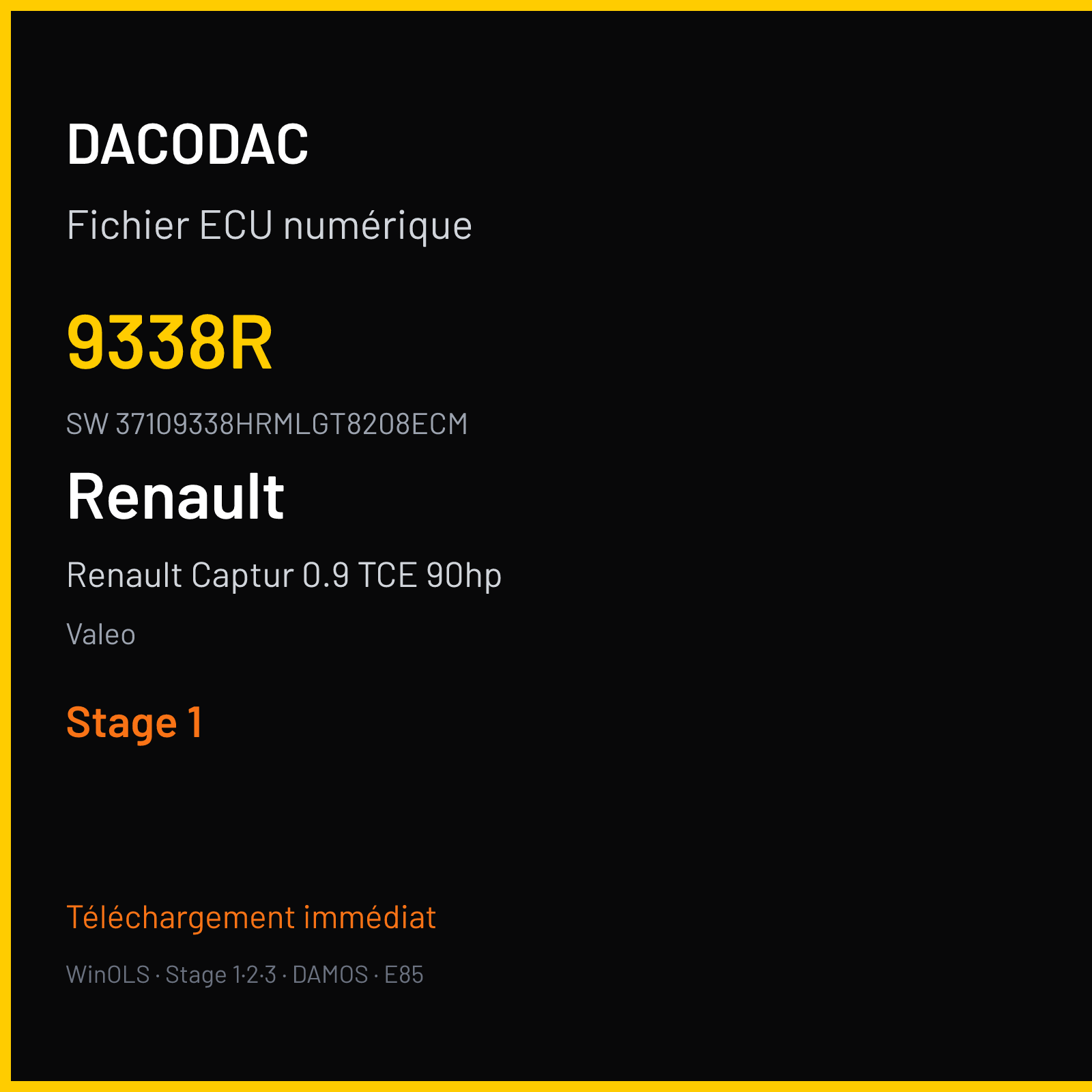 Renault Captur 0.9 TCE 90hp 90 ch (2017) — Valeo — 9338R · 37109338HRMLGT8208ECM · V50 — Stage 1