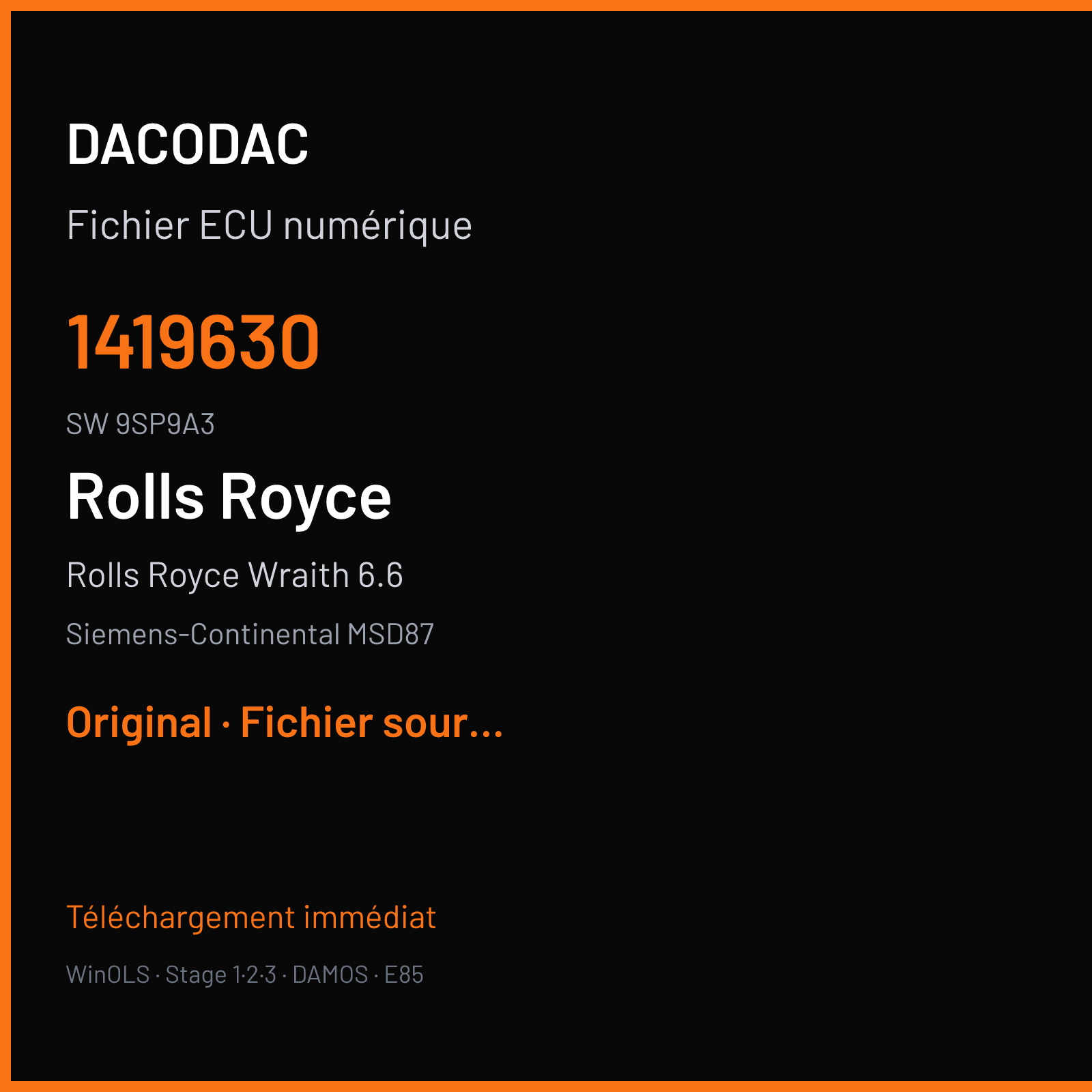 Rolls Royce Wraith 6.6 (2016) — Siemens-Continental MSD87 — 1419630 · 9SP9A3 — Original