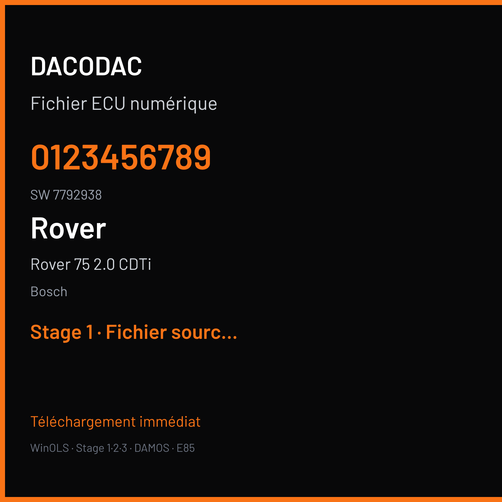 Rover 75 2.0 CDTi 130 ch — Bosch — 0123456789 · 7792938 · 361846 — Stage 1