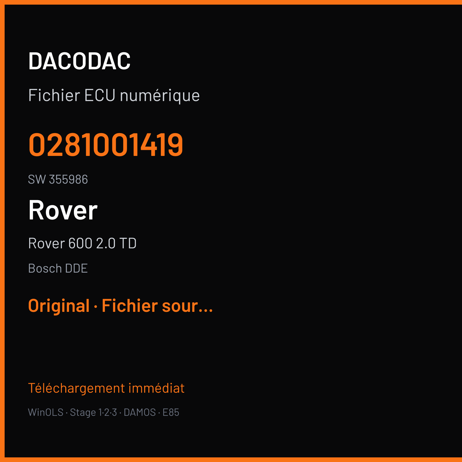 Rover 600 2.0 TD — Bosch DDE — 0281001419 · 355986 — Original