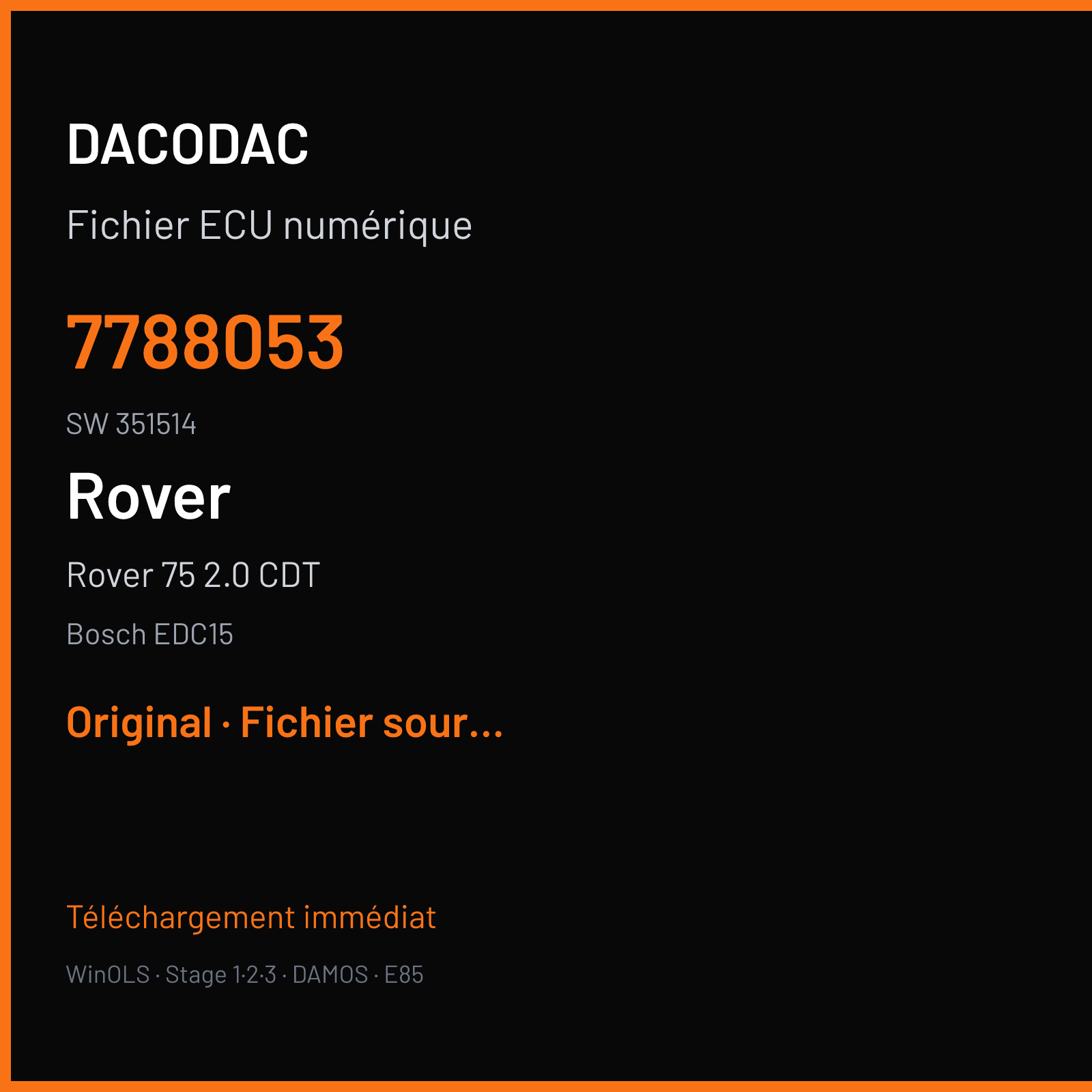 Rover 75 2.0 CDT (2003) — Bosch EDC15 — 7788053 · 351514 — Original