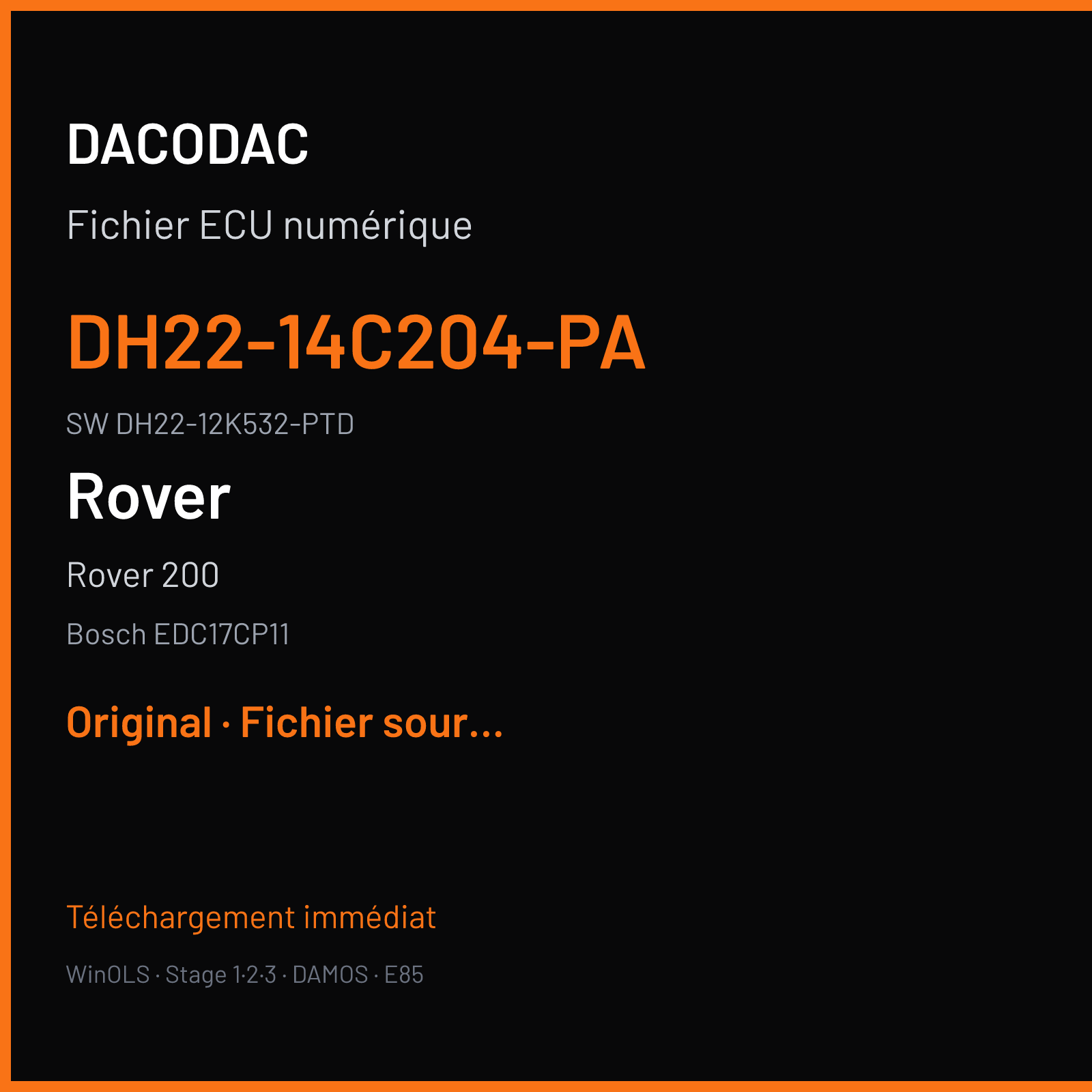Rover 200 — Bosch EDC17CP11 — DH22-14C204-PA · DH22-12K532-PTD · 556048 — Original