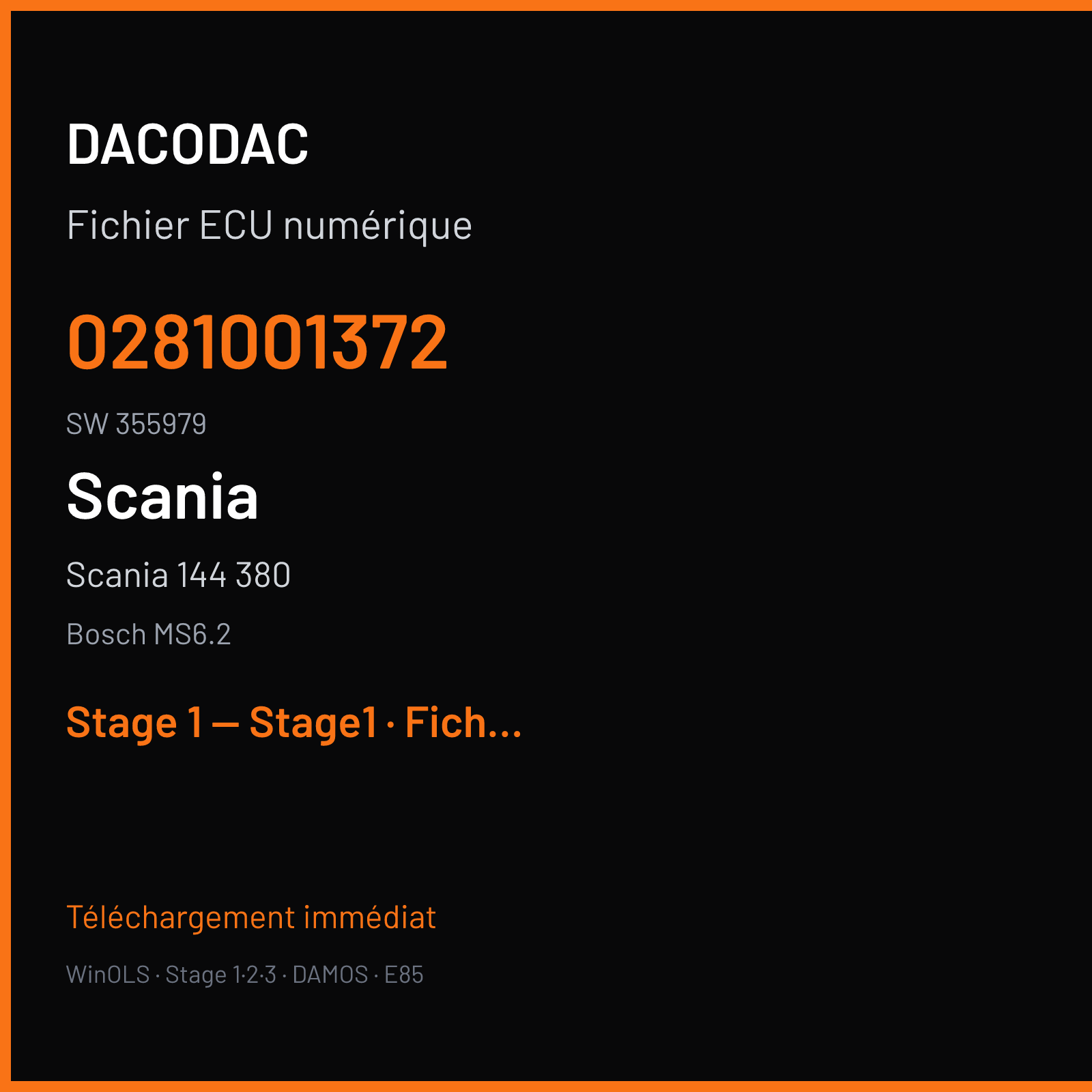 Scania 144 380 (2004) — Bosch MS6.2 — 0281001372 · 355979 — Stage 1 — Stage1
