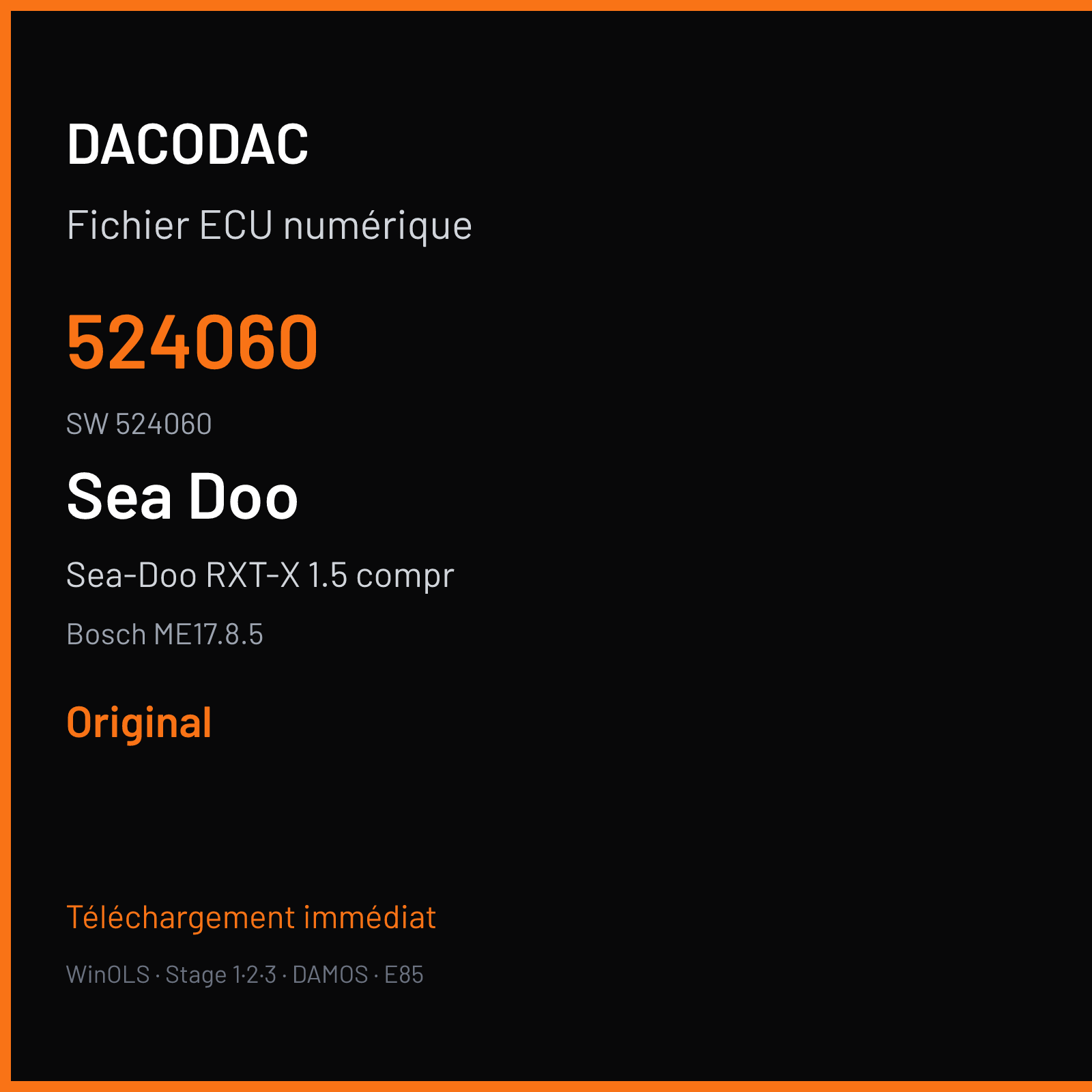 Sea-Doo RXT-X 1.5 compr 260 ch (2014) — Bosch ME17.8.5 — 524060 · 524060 — Original