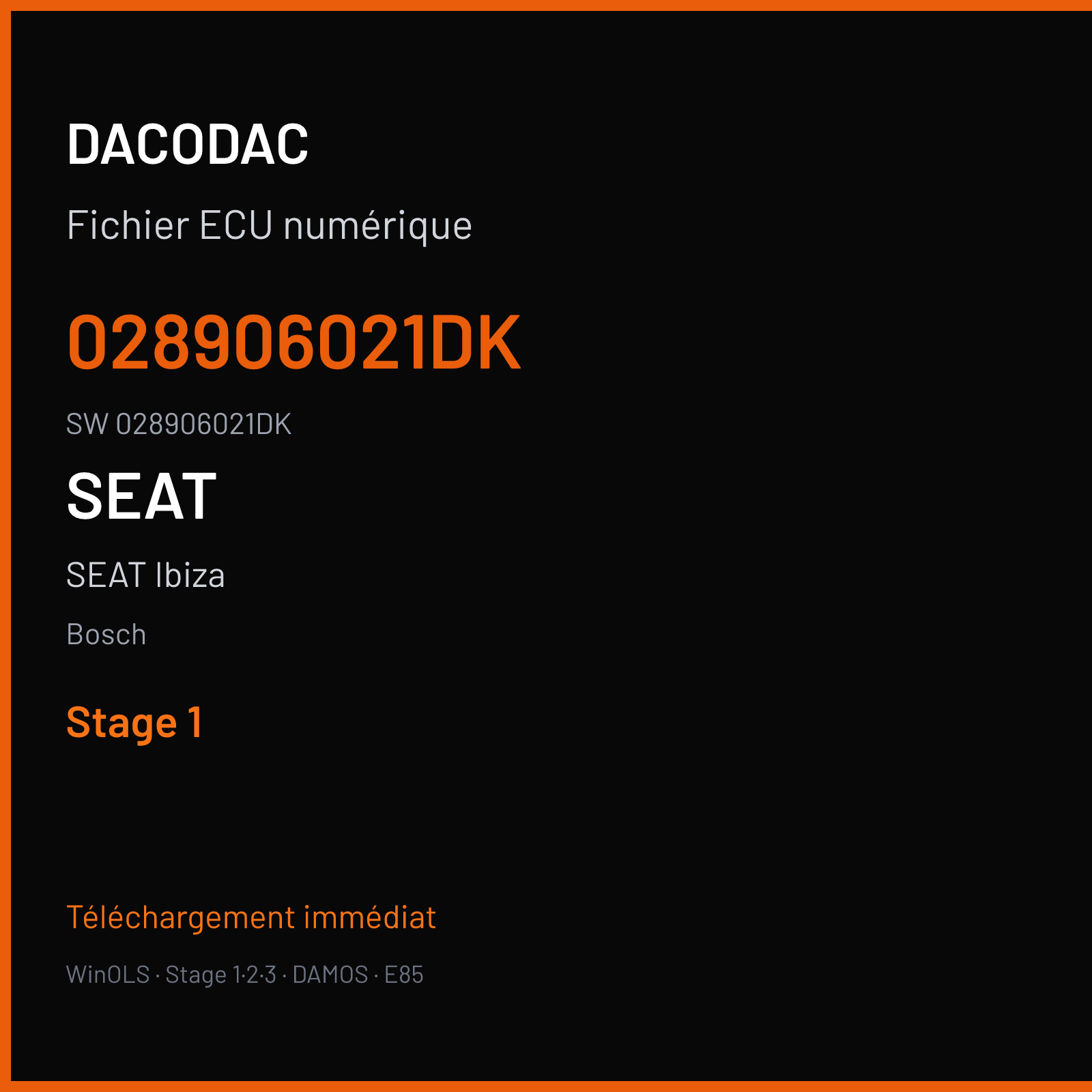 SEAT Ibiza 90 ch — Bosch — 028906021DK · 028906021DK — Stage 1
