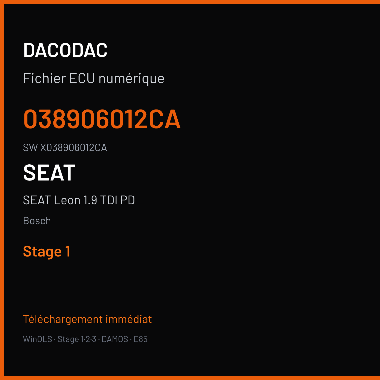 SEAT Leon 1.9 TDI PD 90 ch (2004) — Bosch — 038906012CA · X038906012CA · 352280 — Stage 1