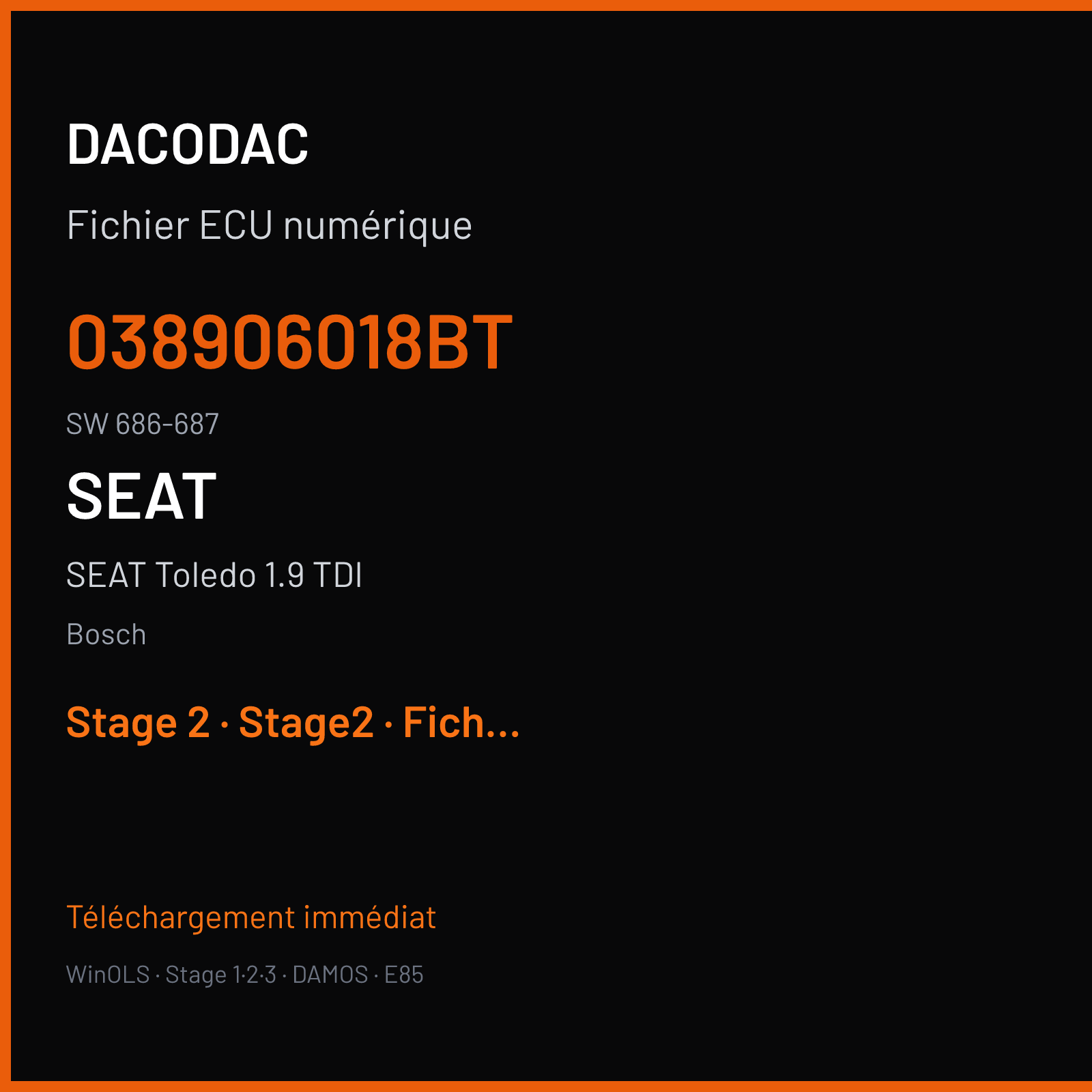 SEAT Toledo 1.9 TDI — Bosch — 038906018BT · 686-687 — Stage 2