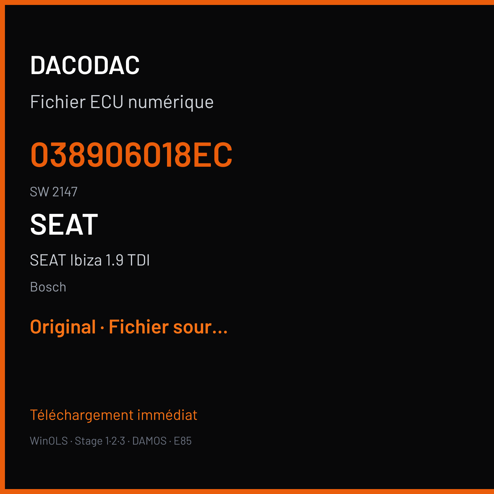 SEAT Ibiza 1.9 TDI — Bosch — 038906018EC · 2147 — Original