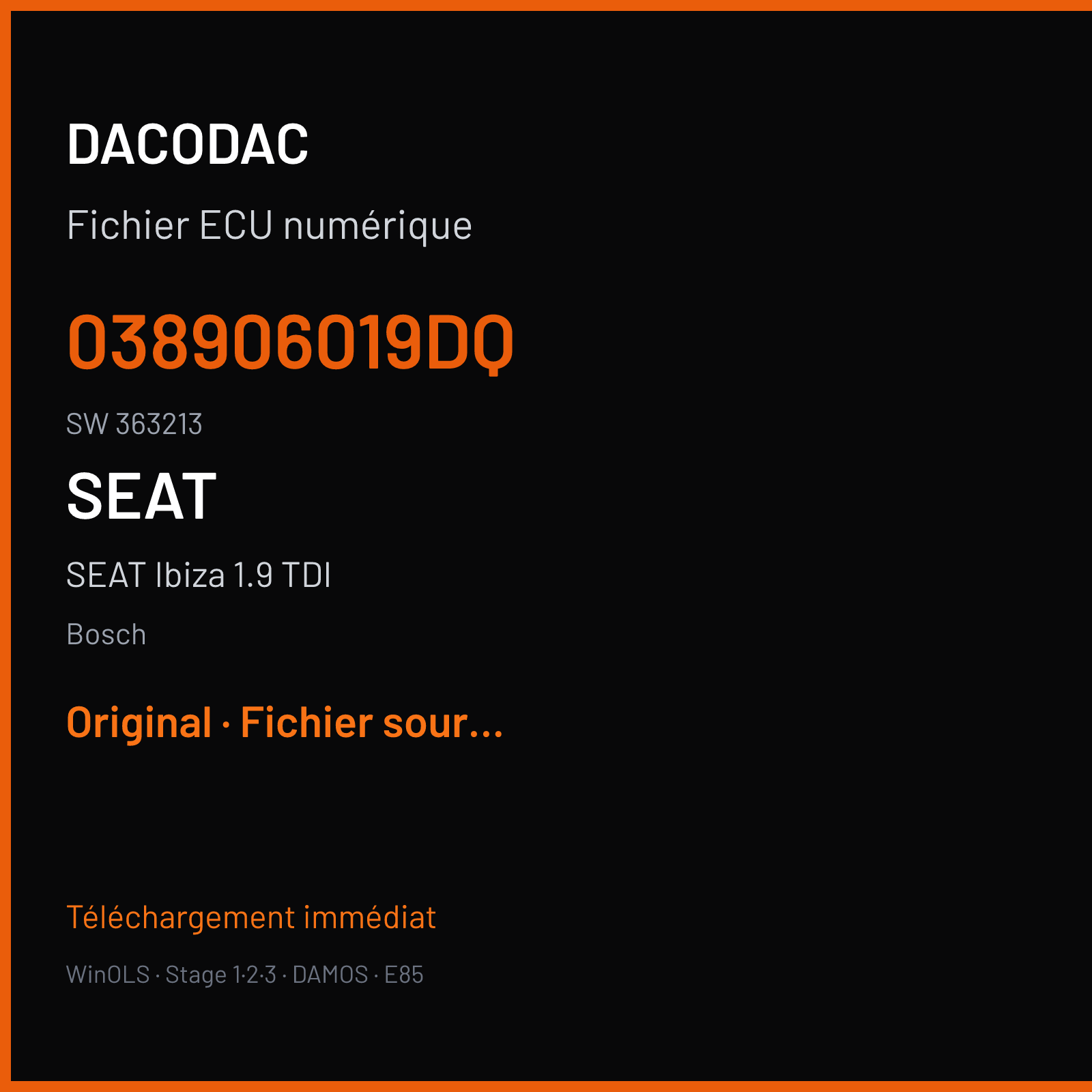 SEAT Ibiza 1.9 TDI (2002) — Bosch — 038906019DQ · 363213 — Original
