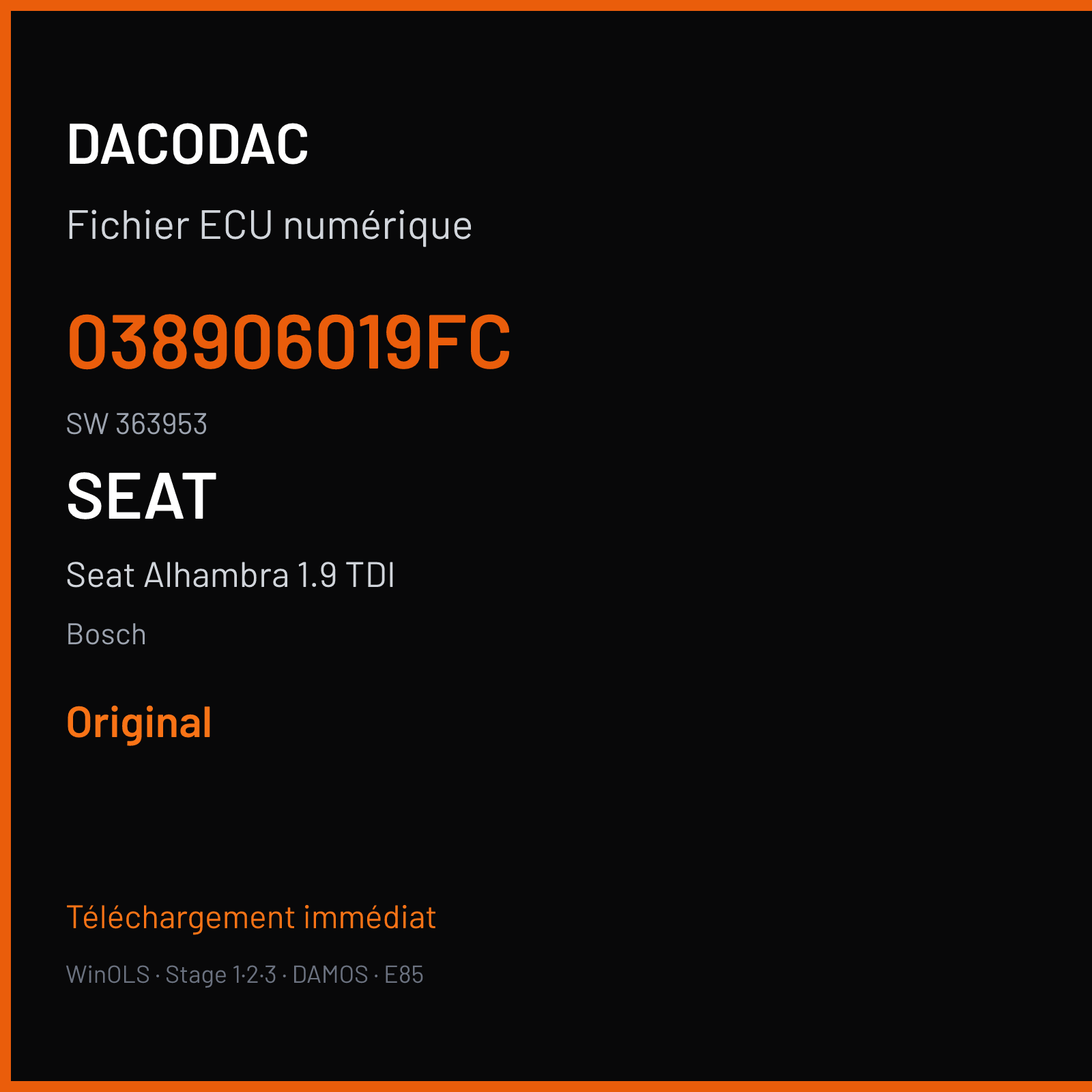 Seat Alhambra 1.9 TDI — Bosch — 038906019FC · 363953 — Original