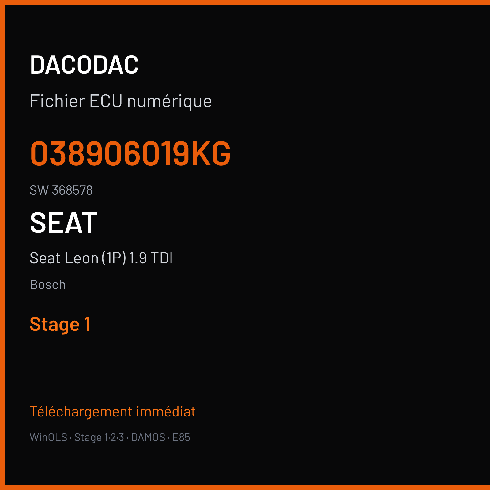 Seat Leon (1P) 1.9 TDI (2004) — Bosch — 038906019KG · 368578 — Stage 1