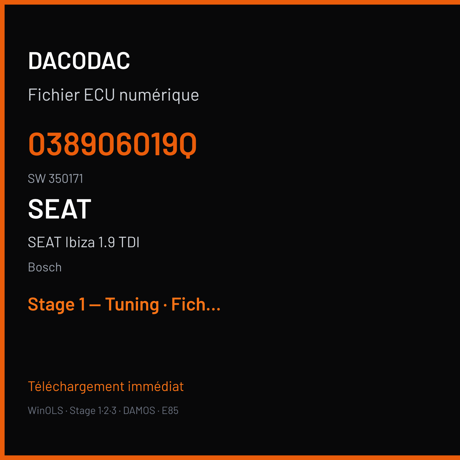 SEAT Ibiza 1.9 TDI — Bosch — 038906019Q · 350171 — Stage 1 — Tuning