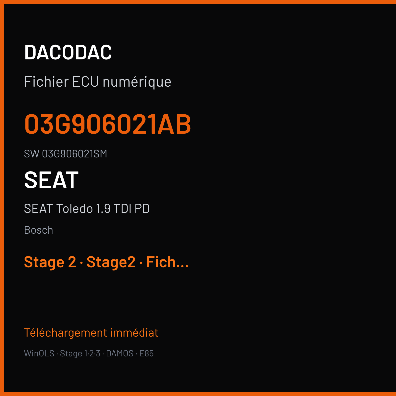 SEAT Toledo 1.9 TDI PD (2008) — Bosch — 03G906021AB · 03G906021SM — Stage 2