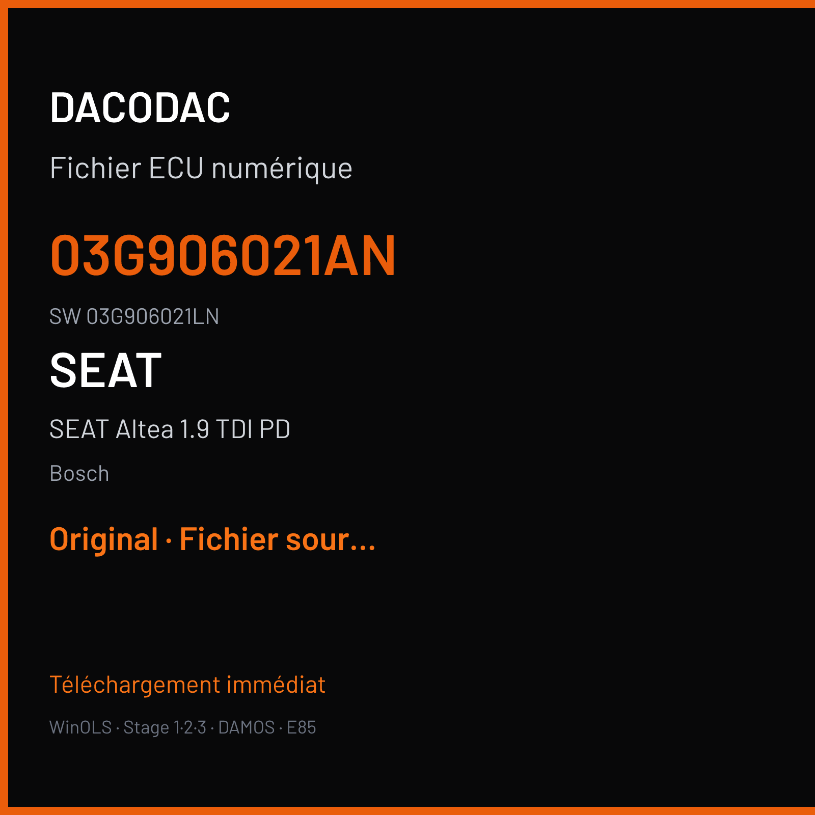 SEAT Altea 1.9 TDI PD (2008) — Bosch — 03G906021AN · 03G906021LN — Original