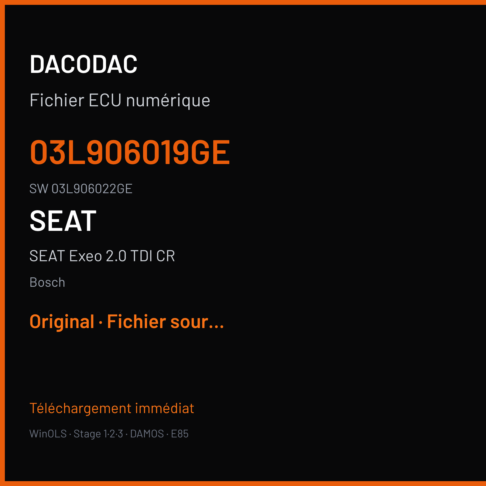 SEAT Exeo 2.0 TDI CR (2010) — Bosch — 03L906019GE · 03L906022GE — Original