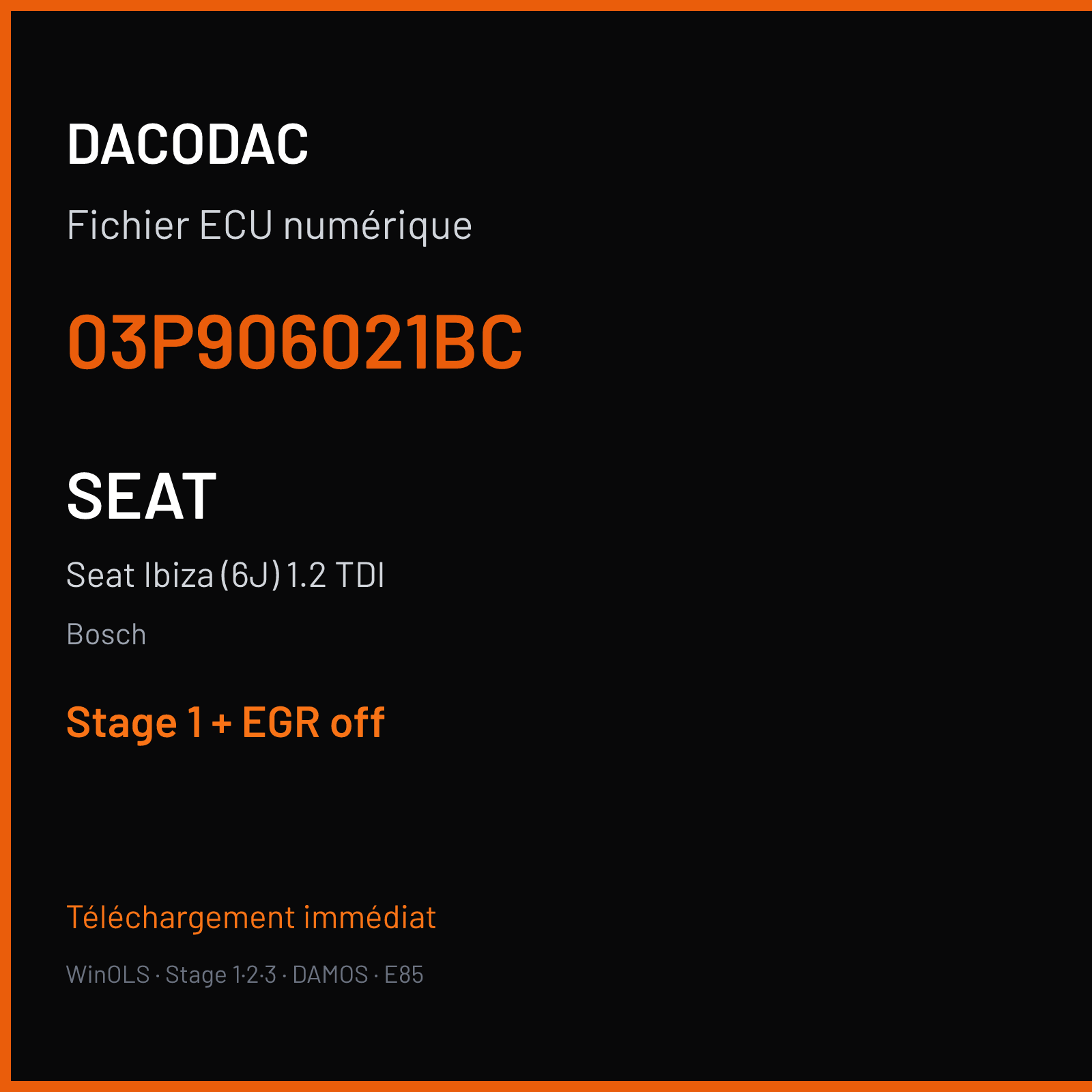 Seat Ibiza (6J) 1.2 TDI (2013) — Bosch — 03P906021BC — Stage 1 + EGR off
