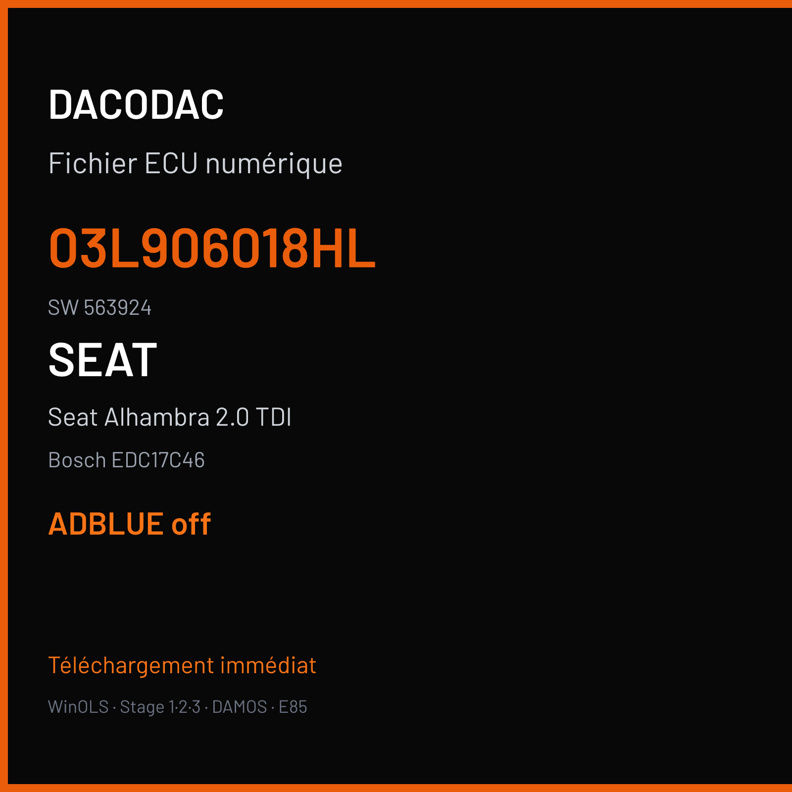 Seat Alhambra 2.0 TDI (2014) — Bosch EDC17C46 — 03L906018HL · 563924 — ADBLUE off