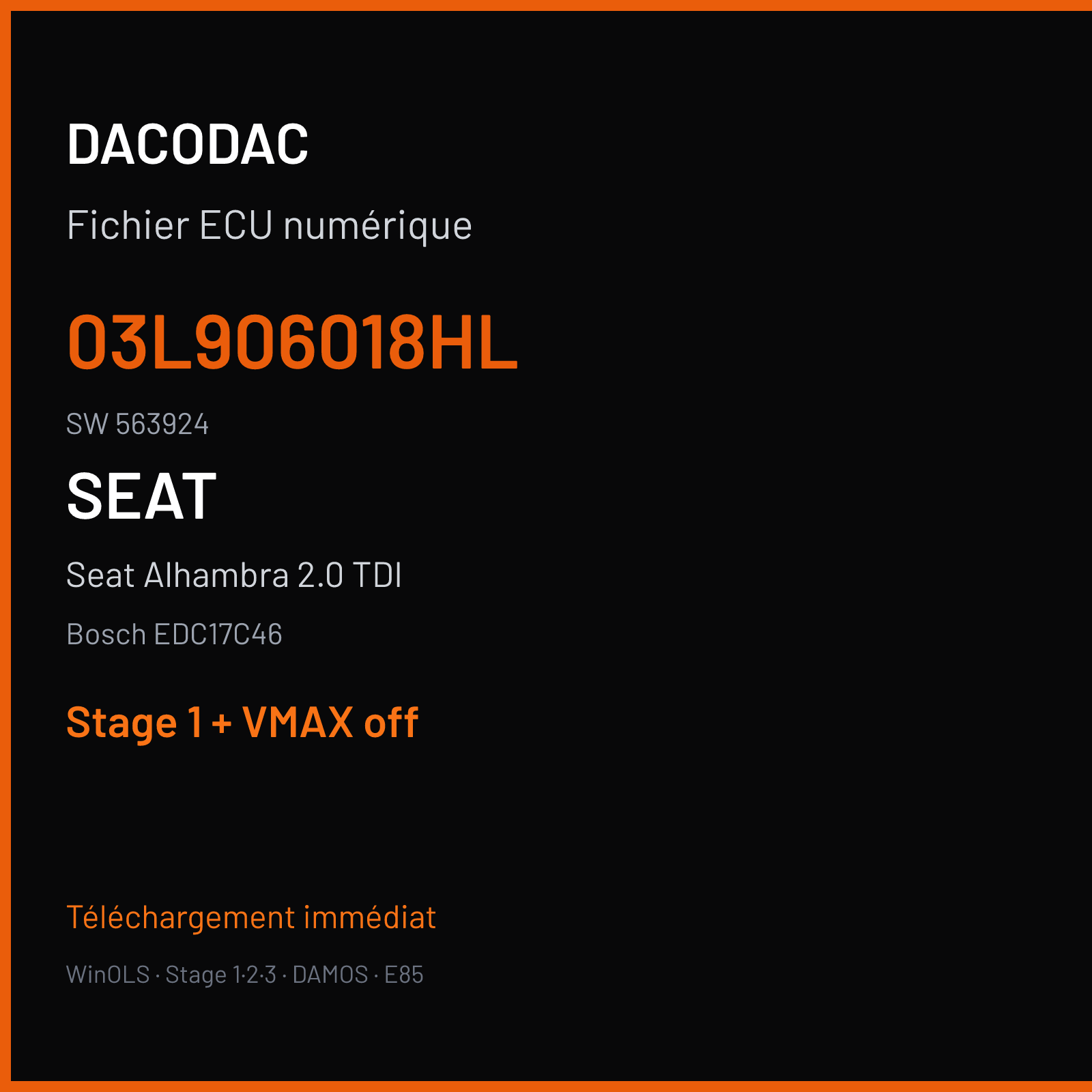 Seat Alhambra 2.0 TDI (2013) — Bosch EDC17C46 — 03L906018HL · 563924 — Stage 1 + VMAX off