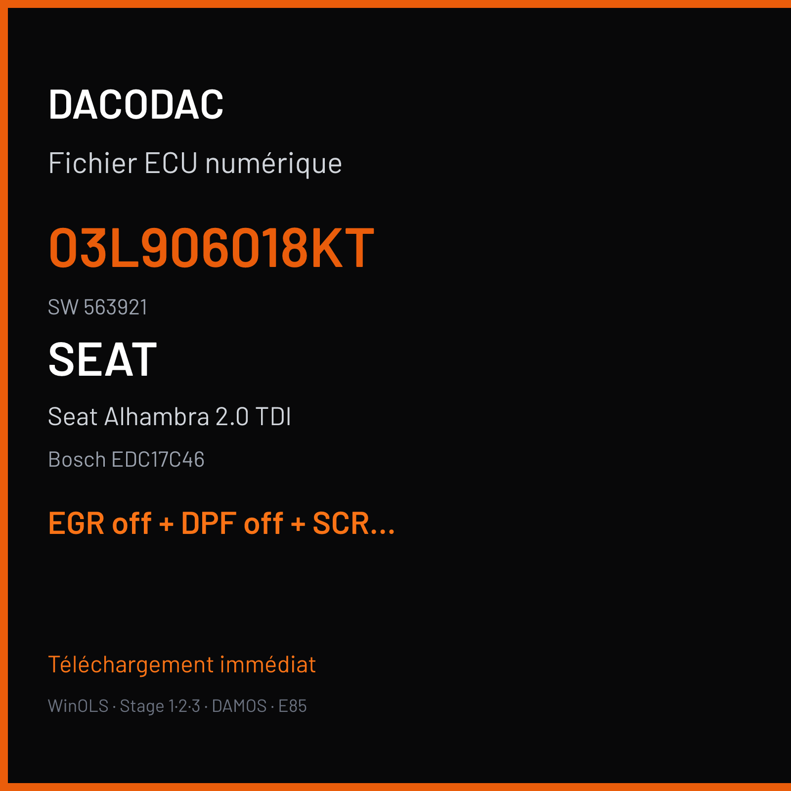 Seat Alhambra 2.0 TDI (2012) — Bosch EDC17C46 — 03L906018KT · 563921 — EGR off + DPF off + SCR off