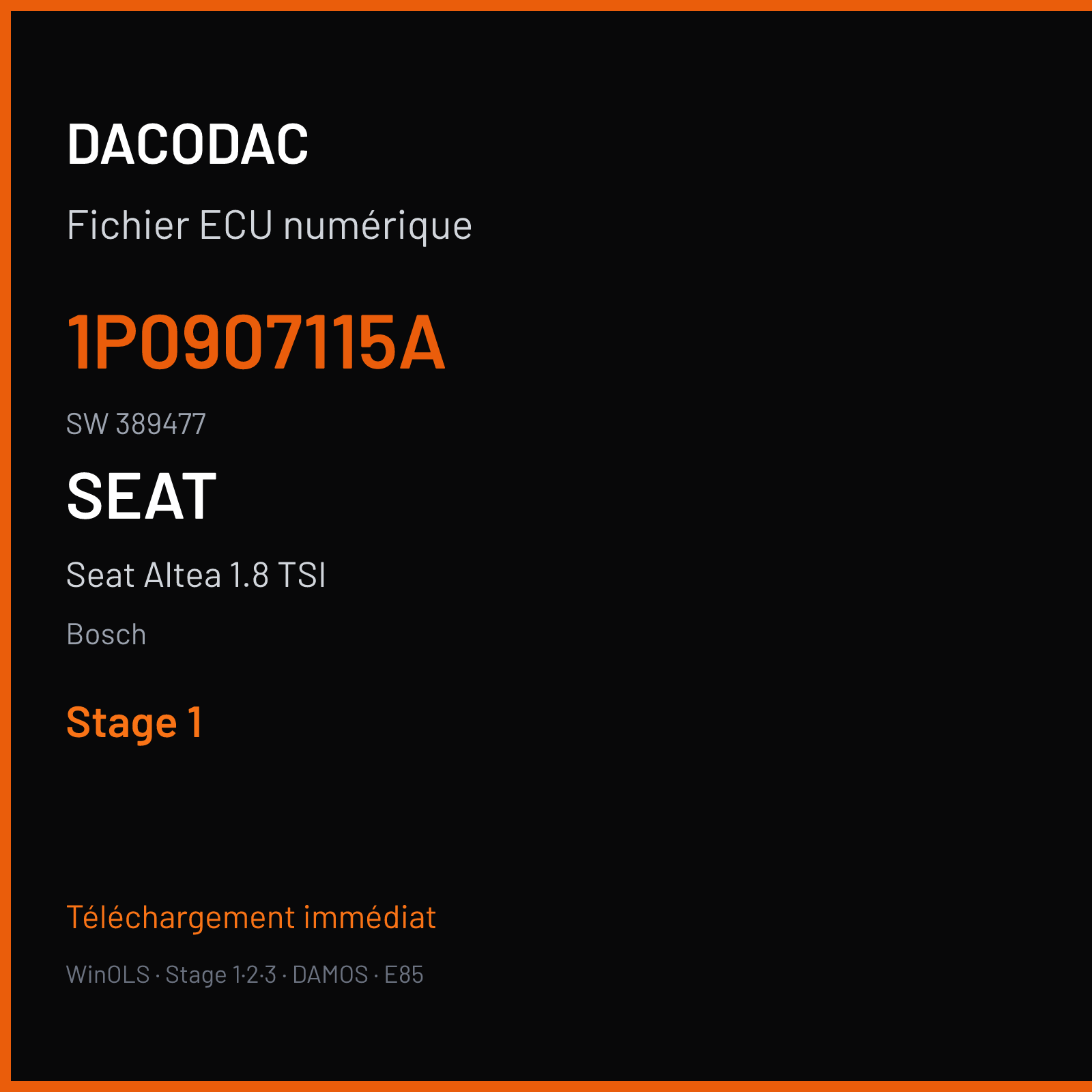 Seat Altea 1.8 TSI (2011) — Bosch — 1P0907115A · 389477 — Stage 1