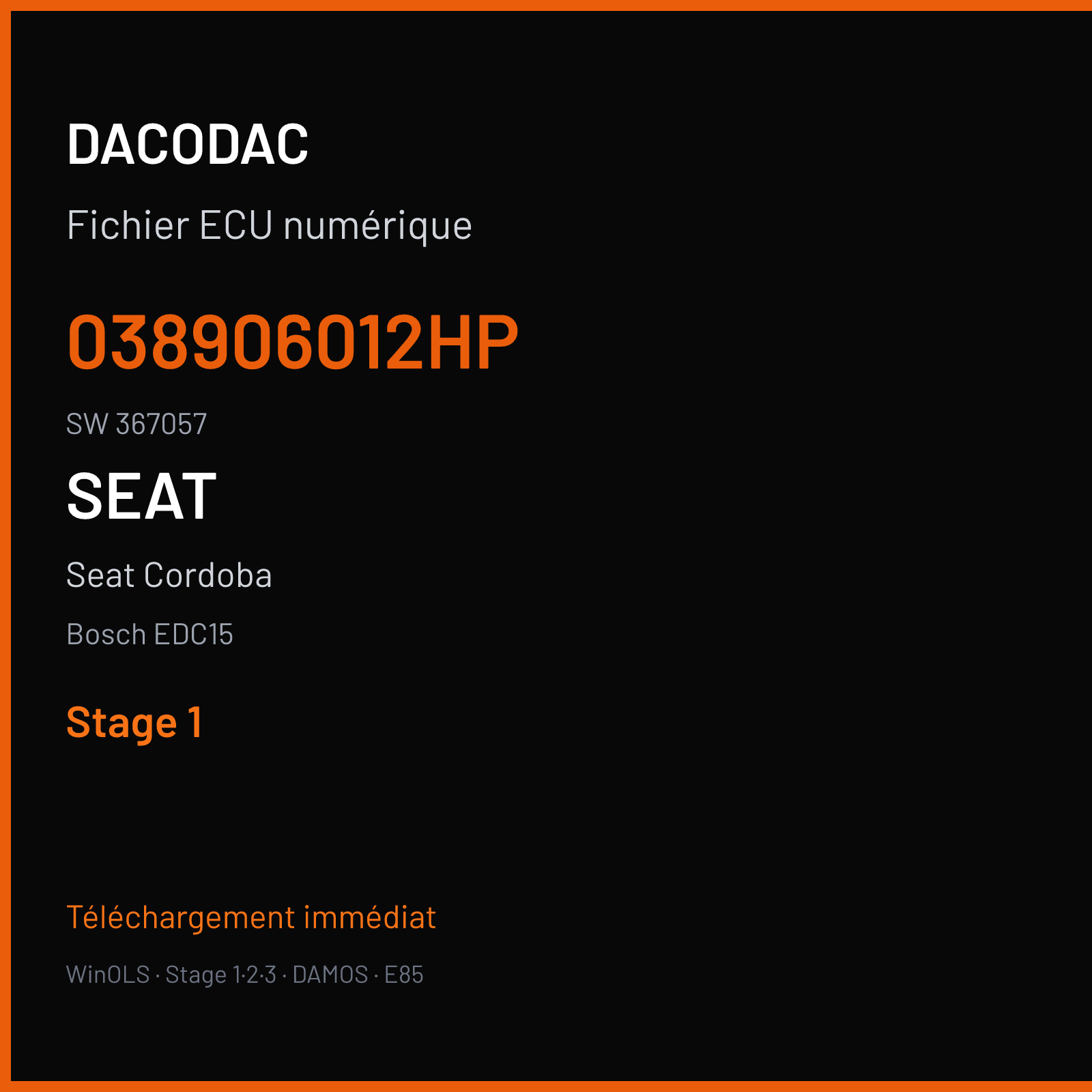 Seat Cordoba — Bosch EDC15 — 038906012HP · 367057 — Stage 1