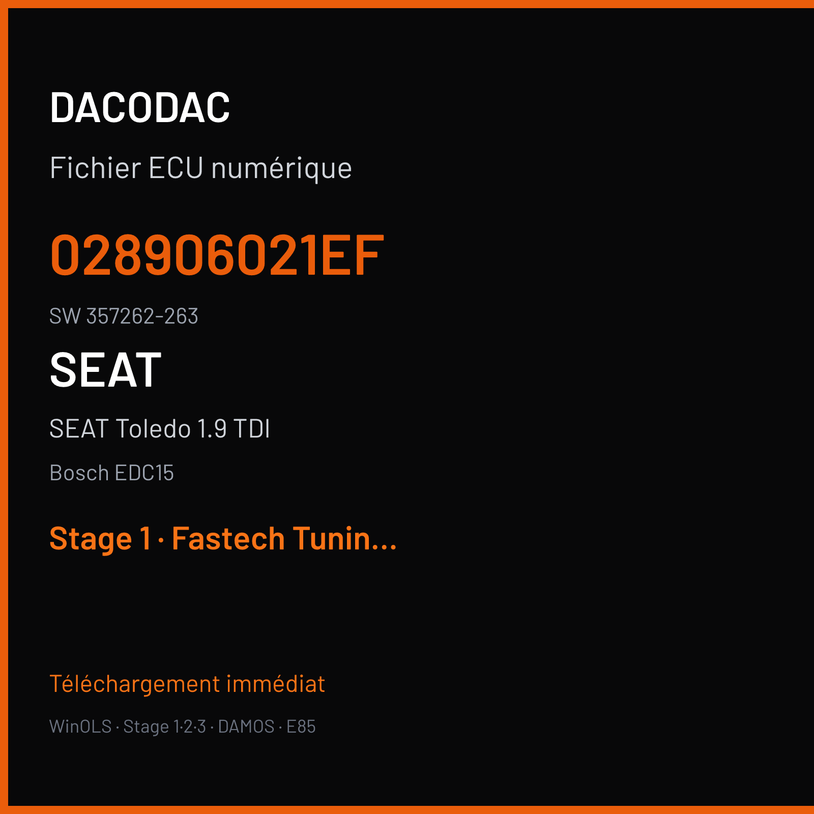 SEAT Toledo 1.9 TDI — Bosch EDC15 — 028906021EF · 357262-263 — Stage 1