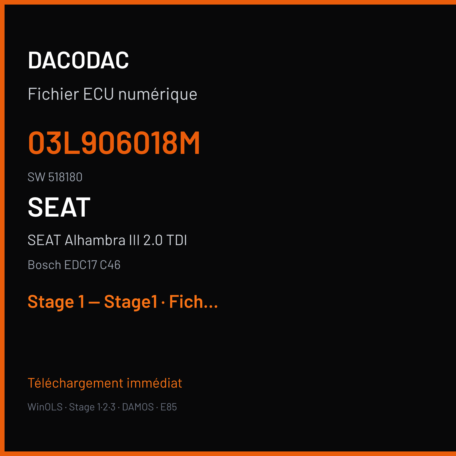 SEAT Alhambra III 2.0 TDI (2011) — Bosch EDC17 C46 — 03L906018M · 518180 — Stage 1 — Stage1