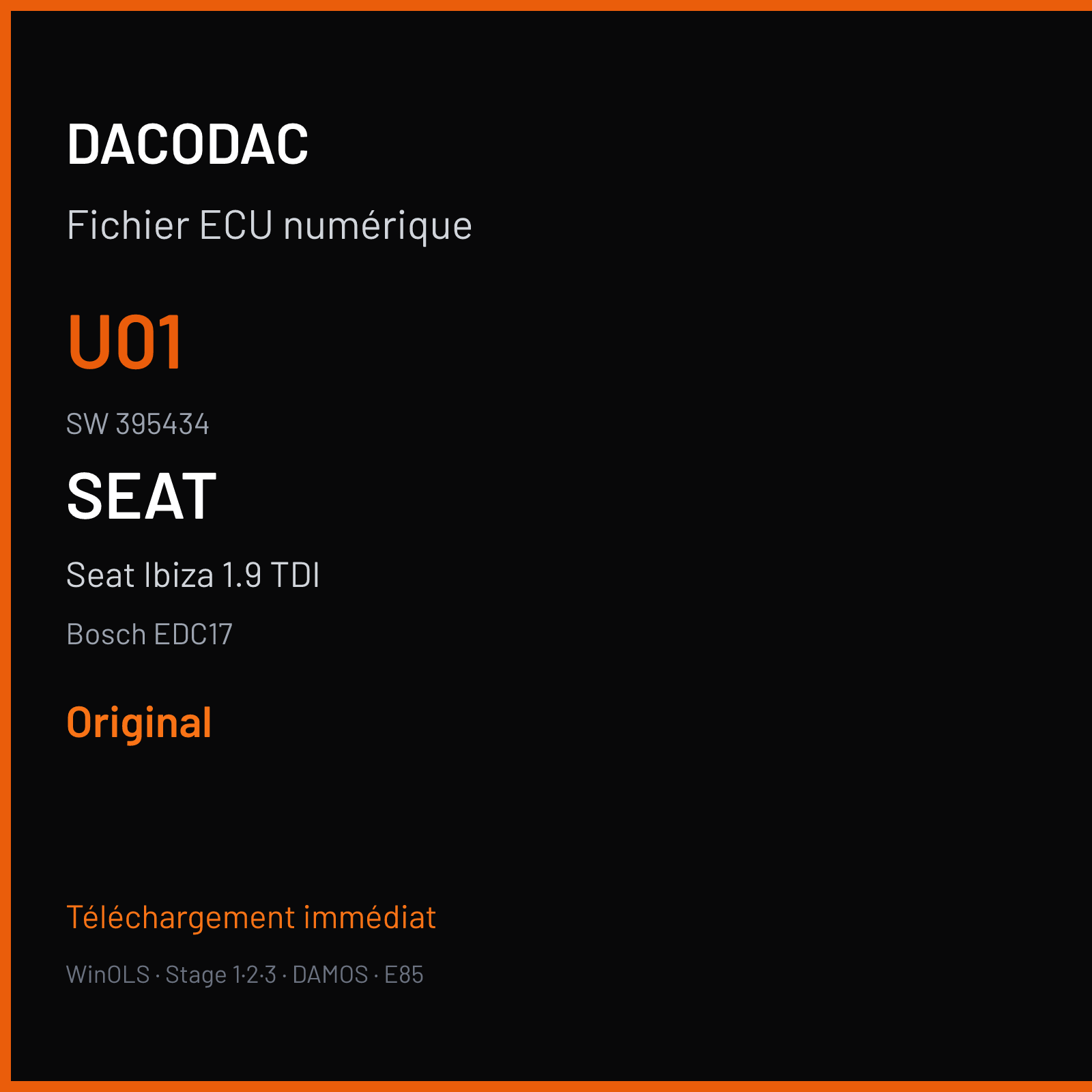 Seat Ibiza 1.9 TDI (2008) — Bosch EDC17 — U01 · 395434 — Original