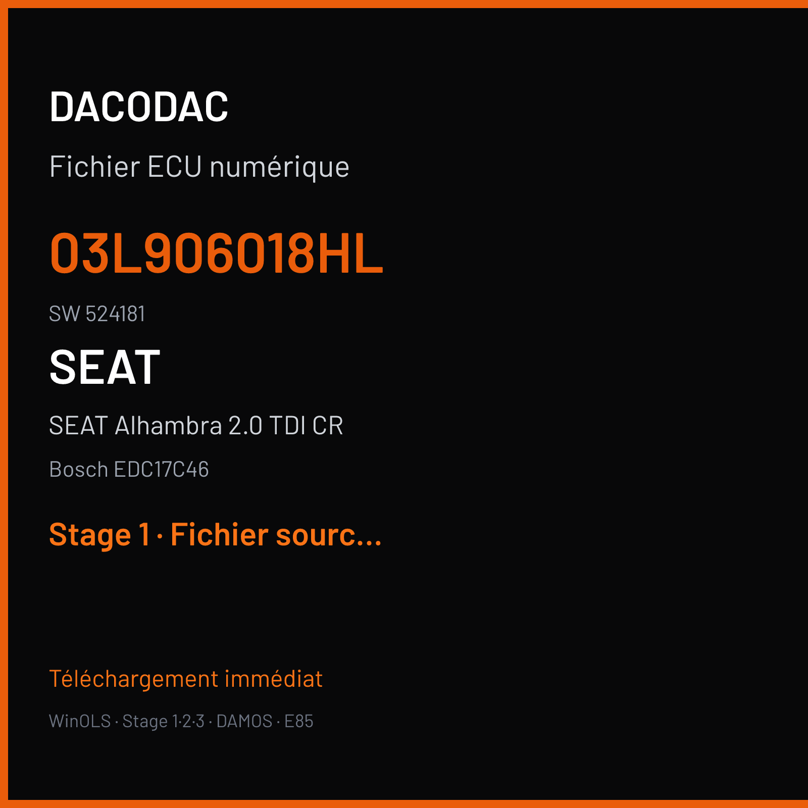 SEAT Alhambra 2.0 TDI CR (2012) — Bosch EDC17C46 — 03L906018HL · 524181 — Stage 1