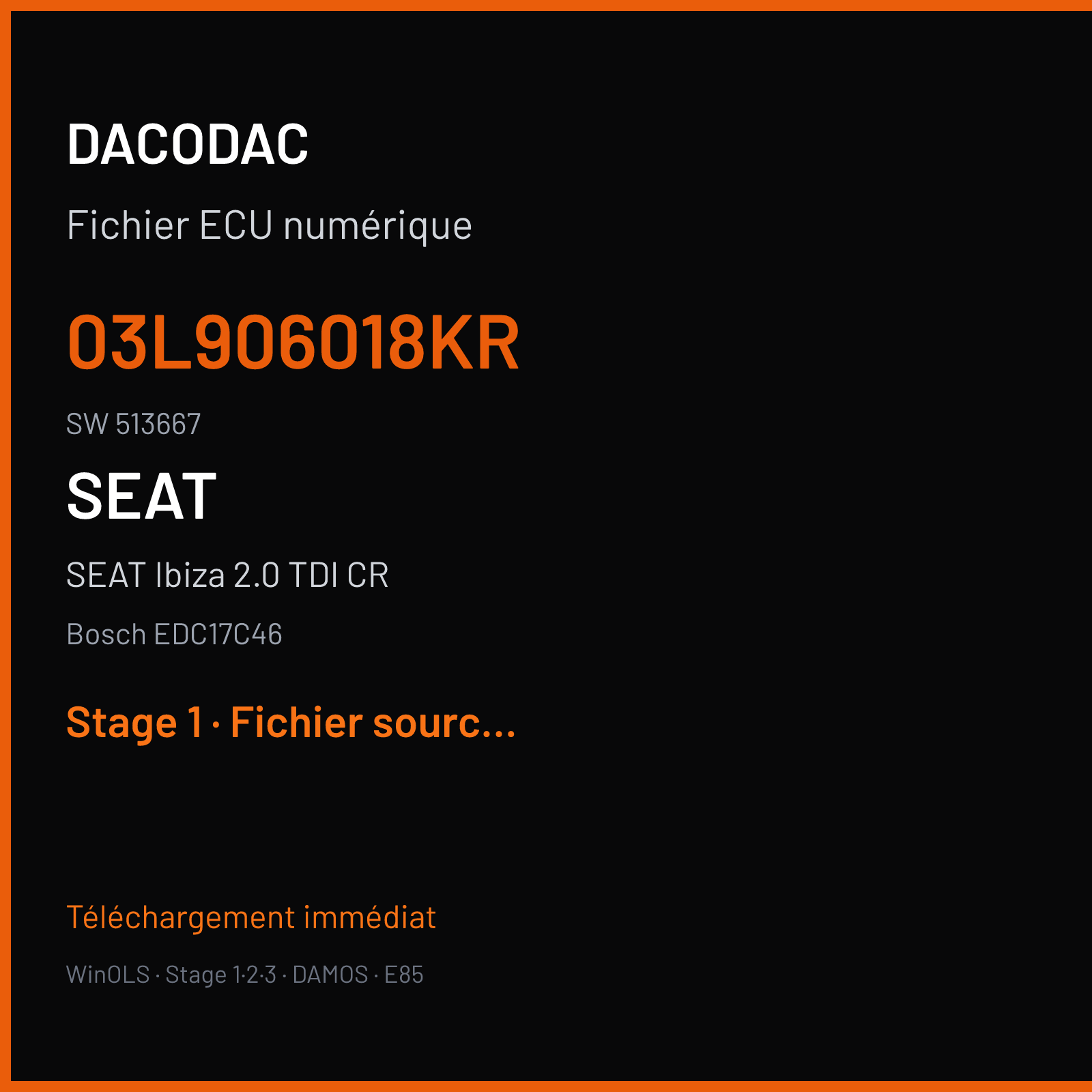 SEAT Ibiza 2.0 TDI CR (2011) — Bosch EDC17C46 — 03L906018KR · 513667 — Stage 1