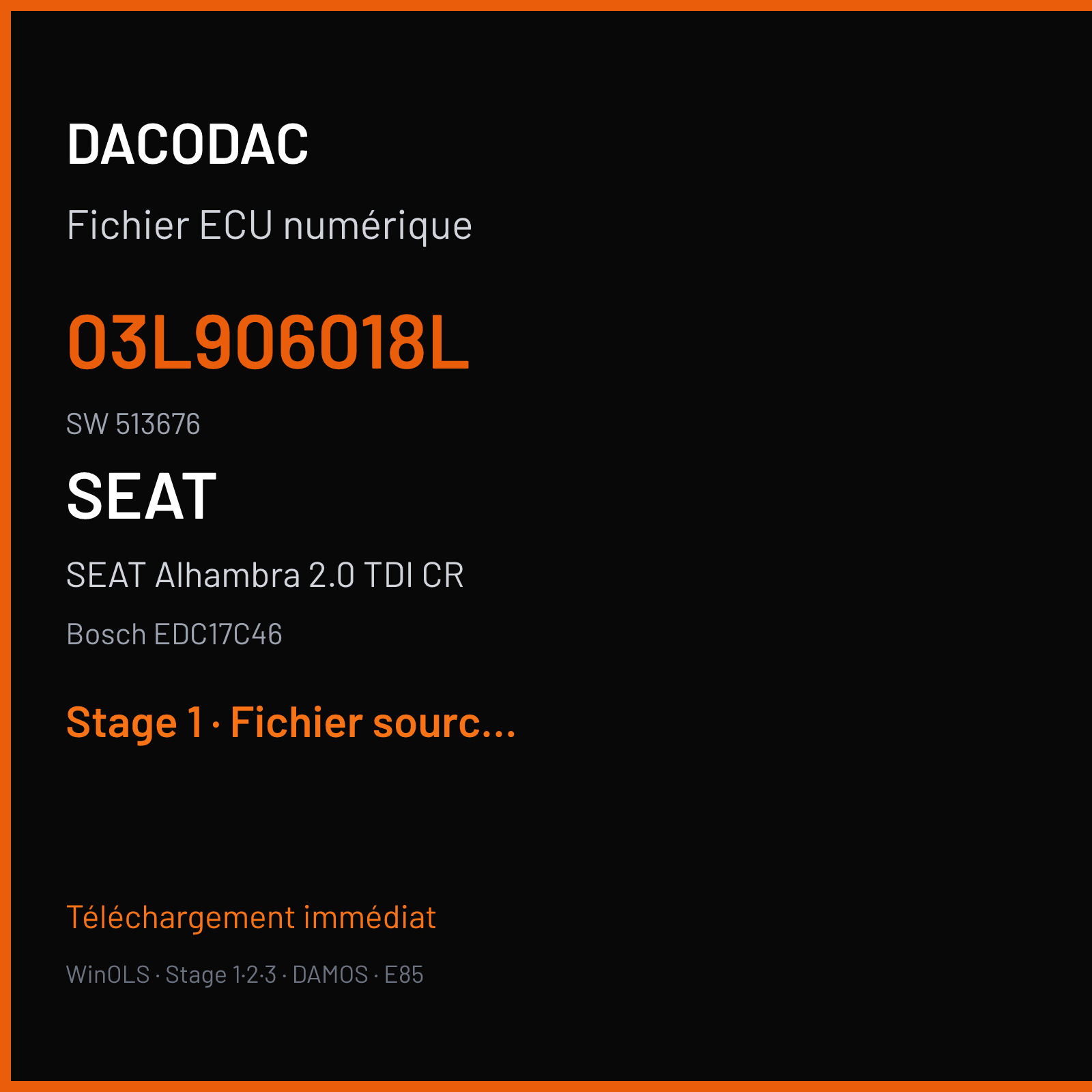 SEAT Alhambra 2.0 TDI CR (2010) — Bosch EDC17C46 — 03L906018L · 513676 — Stage 1