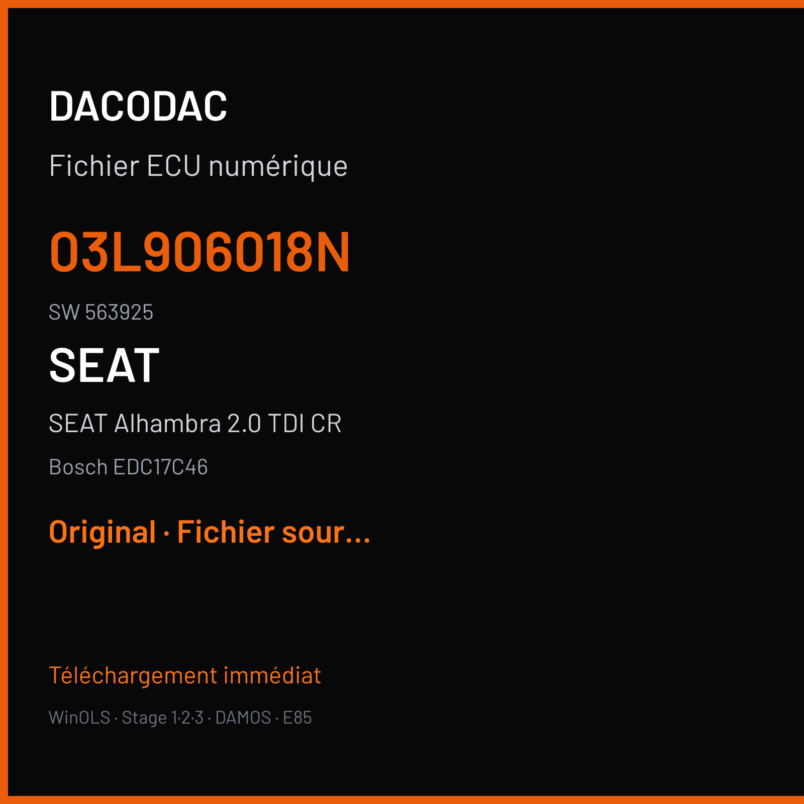 SEAT Alhambra 2.0 TDI CR (2011) — Bosch EDC17C46 — 03L906018N · 563925 — Original