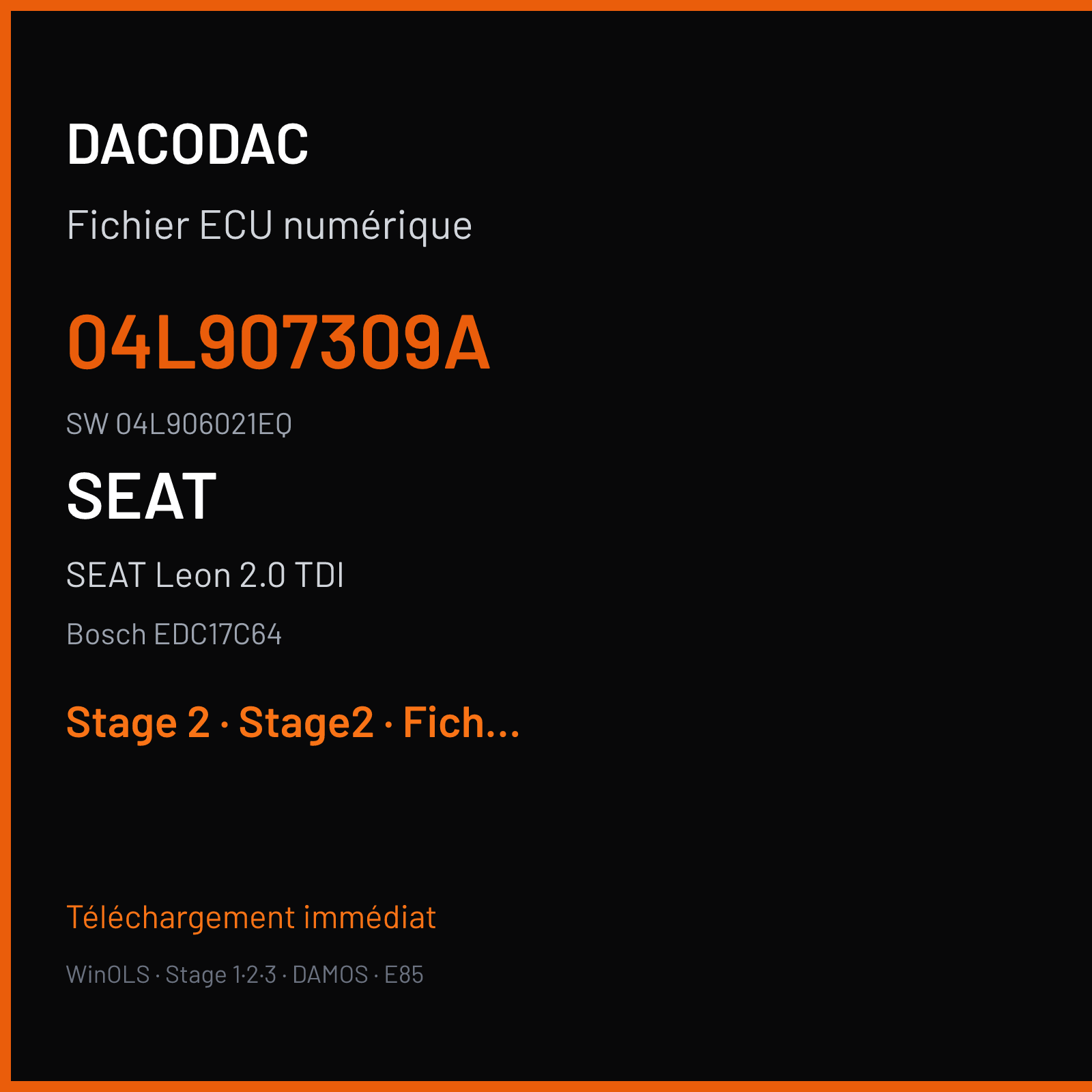 SEAT Leon 2.0 TDI (2015) — Bosch EDC17C64 — 04L907309A · 04L906021EQ — Stage 2
