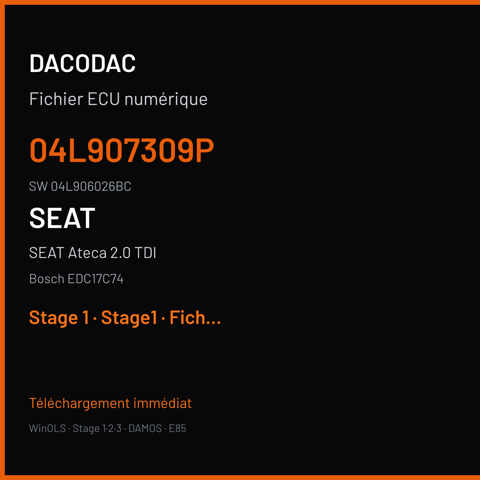 SEAT Ateca 2.0 TDI (2016) — Bosch EDC17C74 — 04L907309P · 04L906026BC — Stage 1