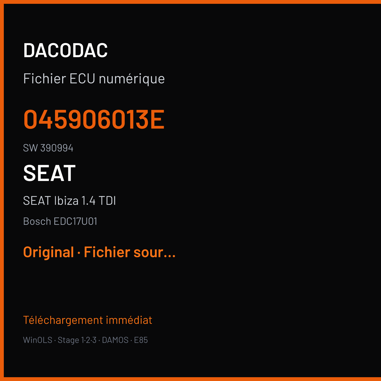 SEAT Ibiza 1.4 TDI (2008) — Bosch EDC17U01 — 045906013E · 390994 — Original