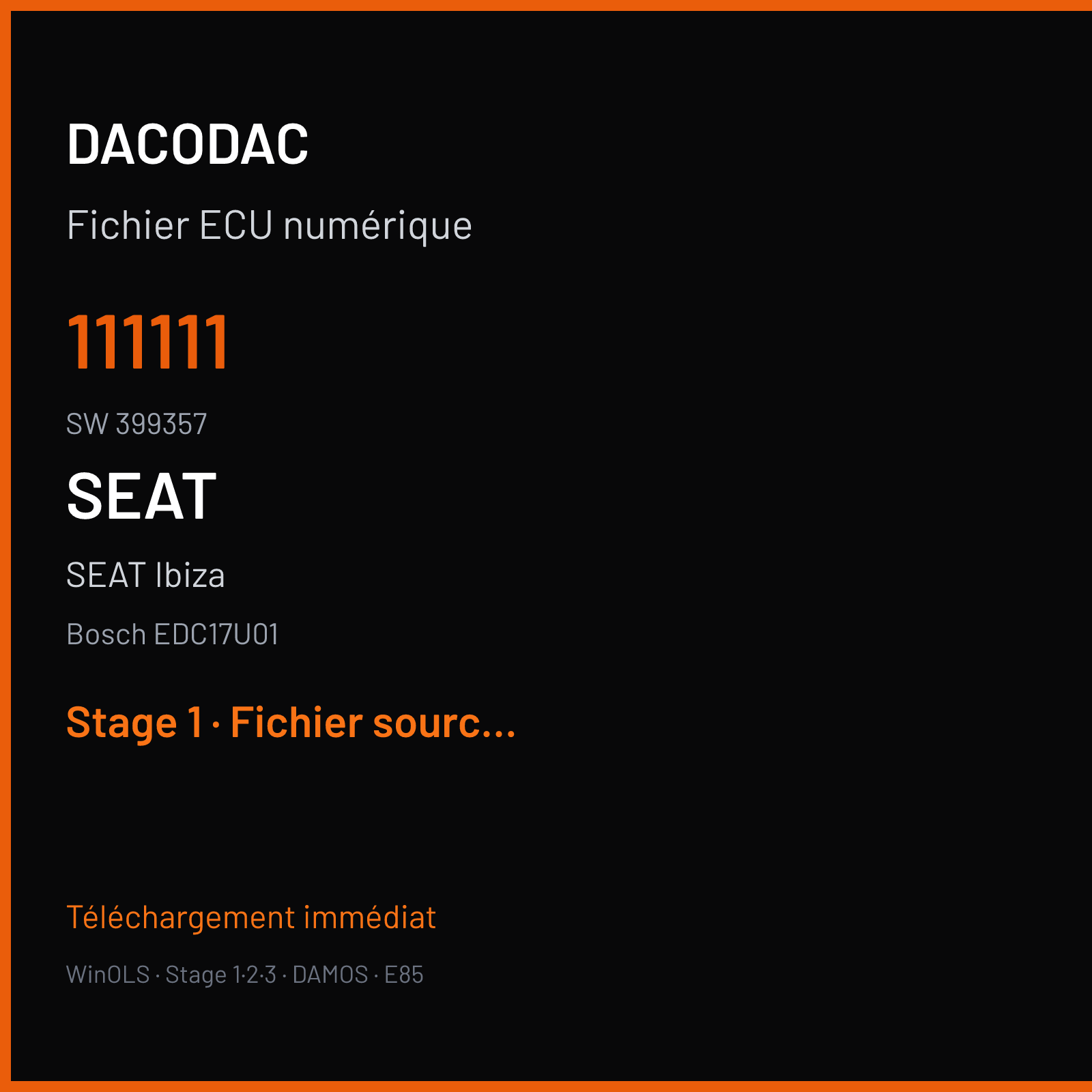 SEAT Ibiza (2009) — Bosch EDC17U01 — 111111 · 399357 — Stage 1