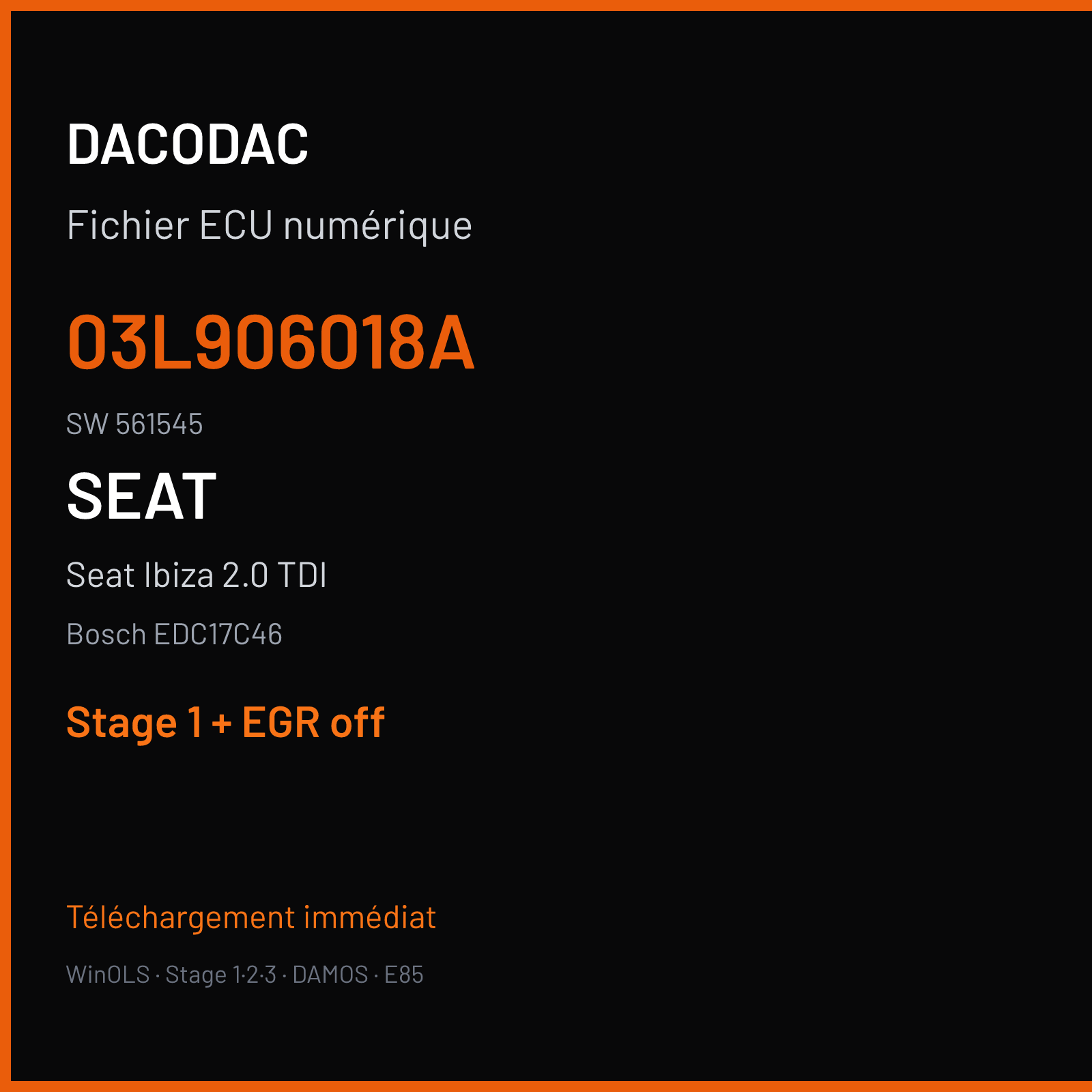 Seat Ibiza 2.0 TDI — Bosch EDC17C46 — 03L906018A · 561545 — Stage 1 + EGR off