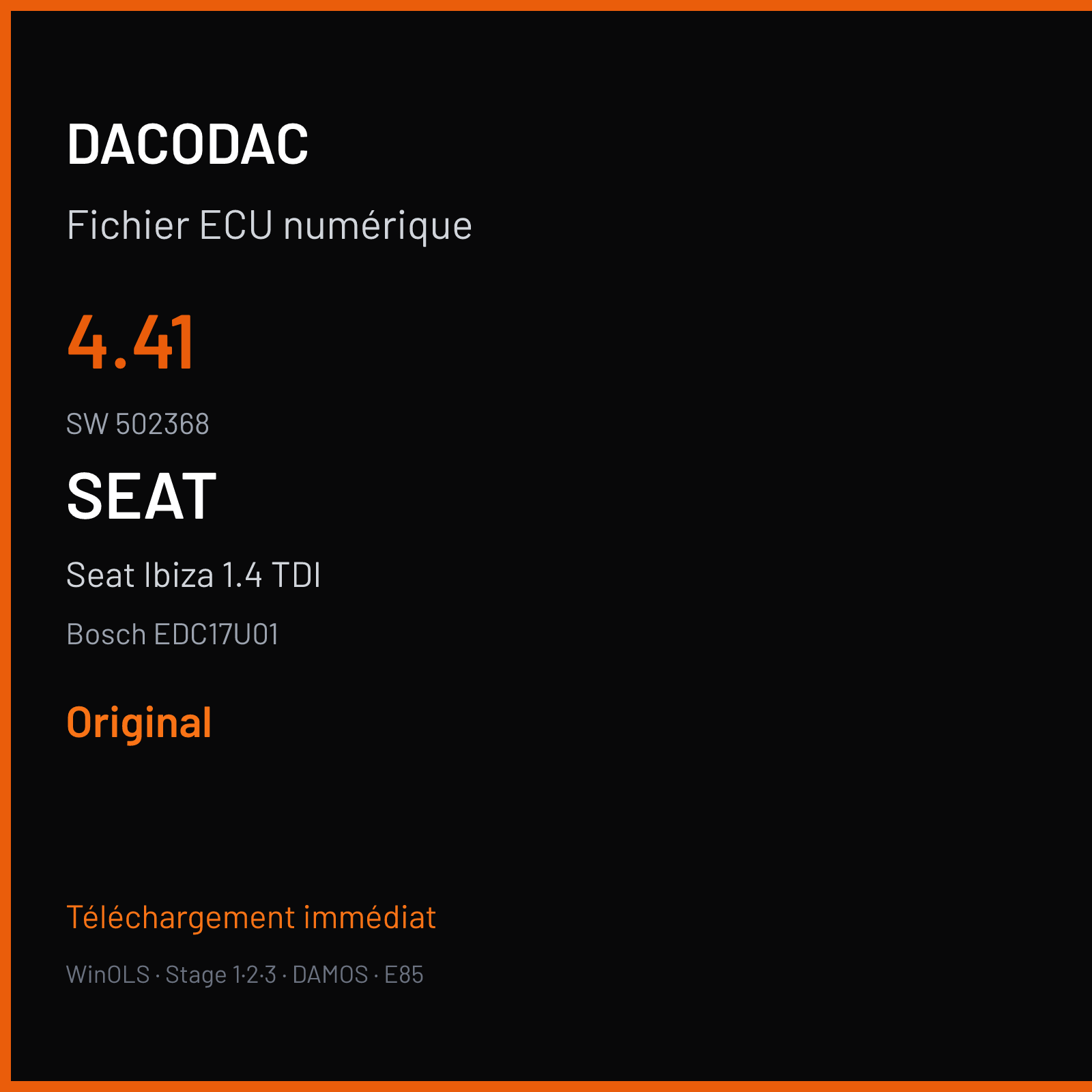 Seat Ibiza 1.4 TDI — Bosch EDC17U01 — 4.41 · 502368 — Original