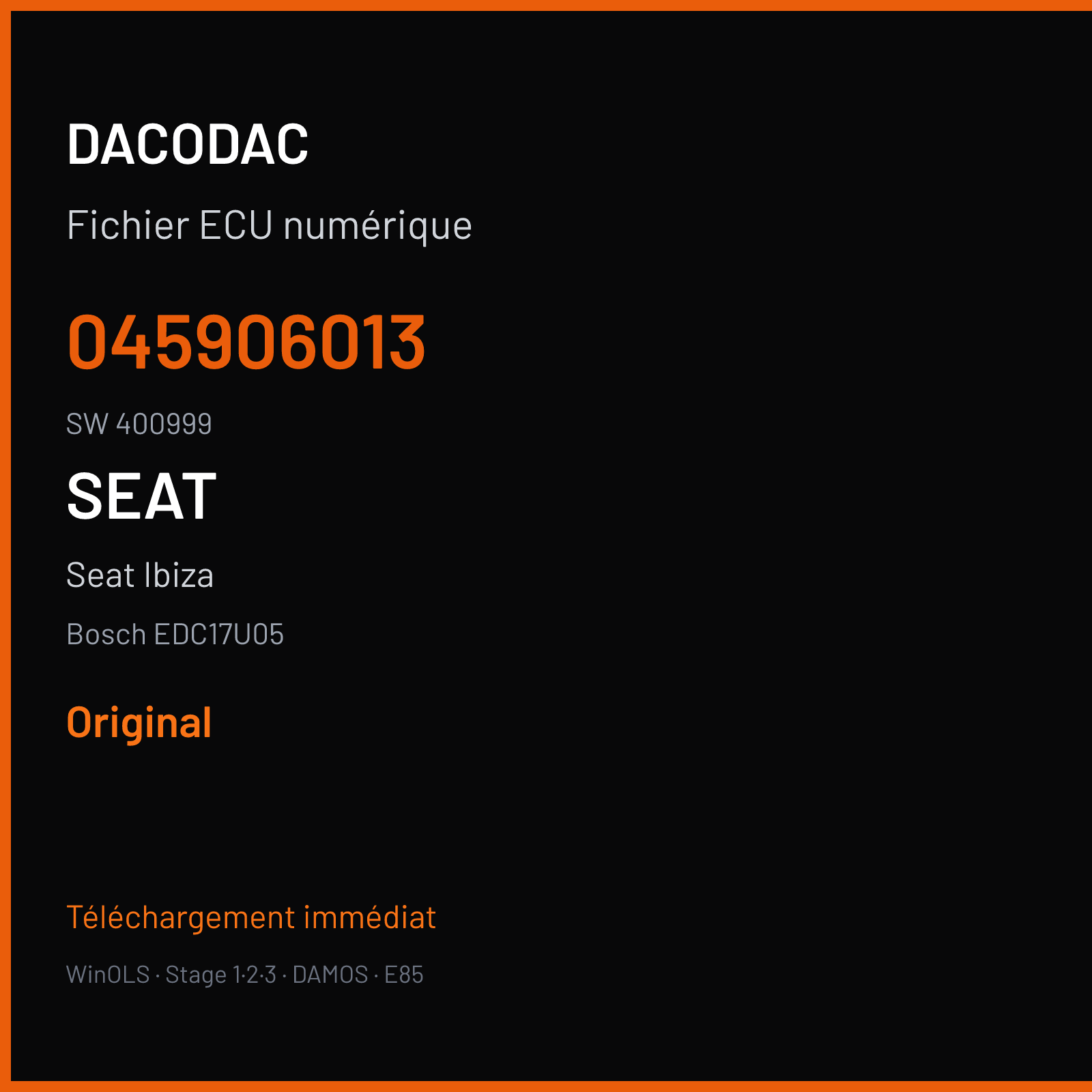 Seat Ibiza — Bosch EDC17U05 — 045906013 · 400999 — Original