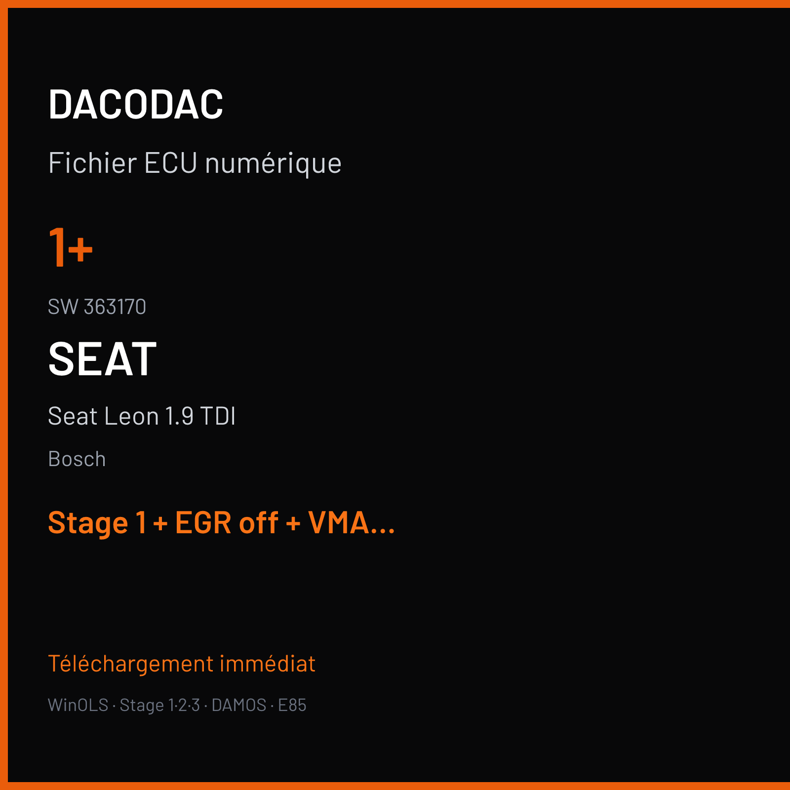 Seat Leon 1.9 TDI (2002) — Bosch — 1+ · 363170 — Stage 1 + EGR off + VMAX off + MAF off