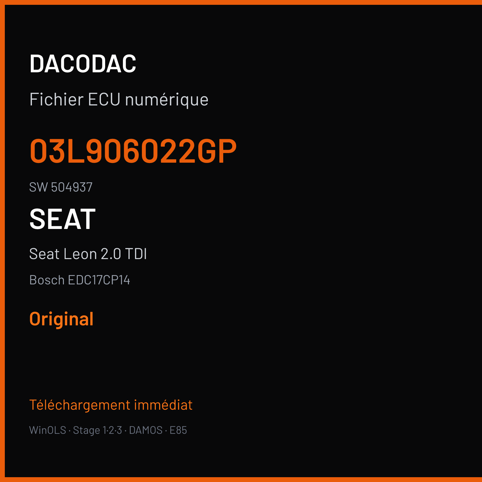 Seat Leon 2.0 TDI — Bosch EDC17CP14 — 03L906022GP · 504937 — Original