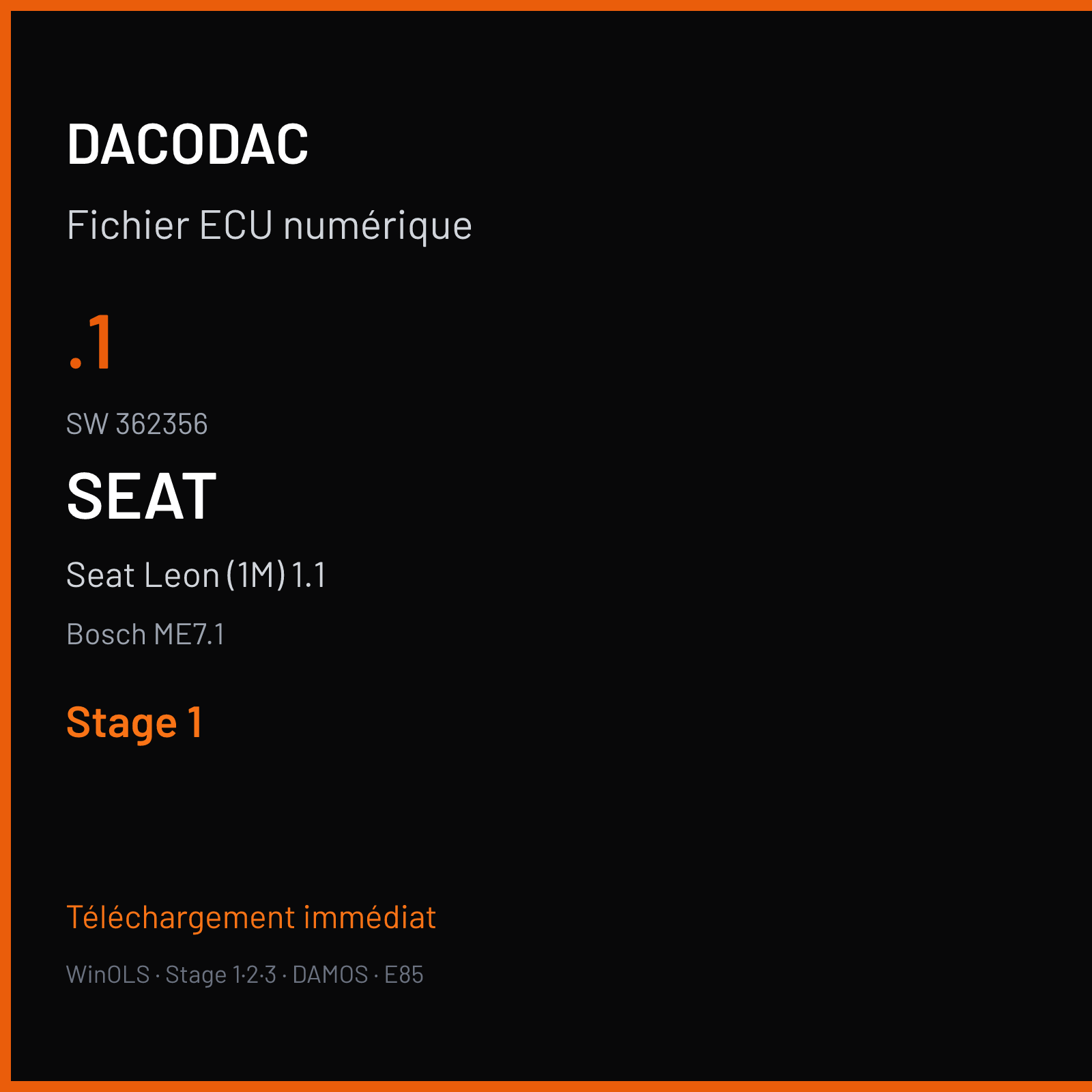 Seat Leon (1M) 1.1 (2002) — Bosch ME7.1 — .1 · 362356 — Stage 1
