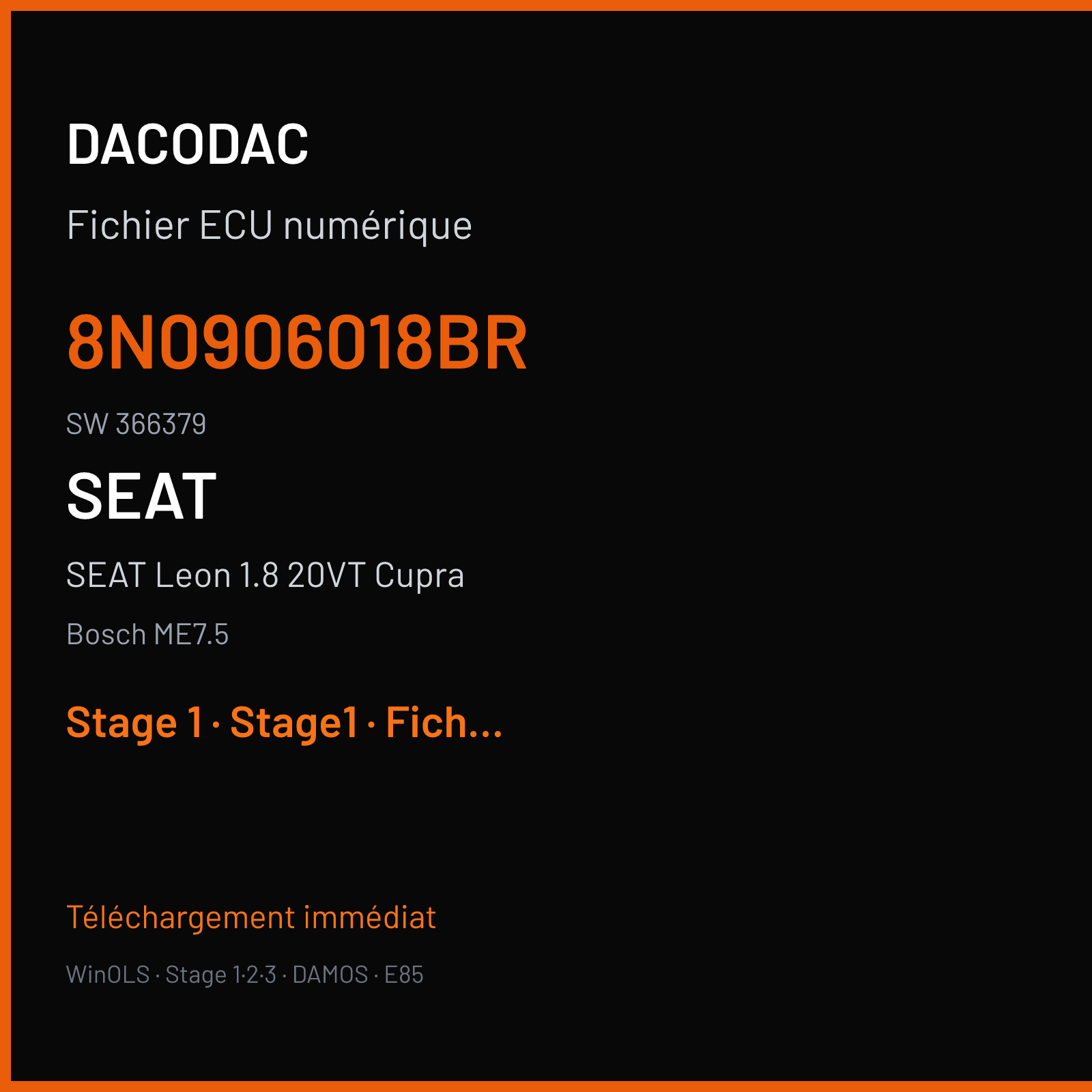 SEAT Leon 1.8 20VT Cupra (2002) — Bosch ME7.5 — 8N0906018BR · 366379 — Stage 1