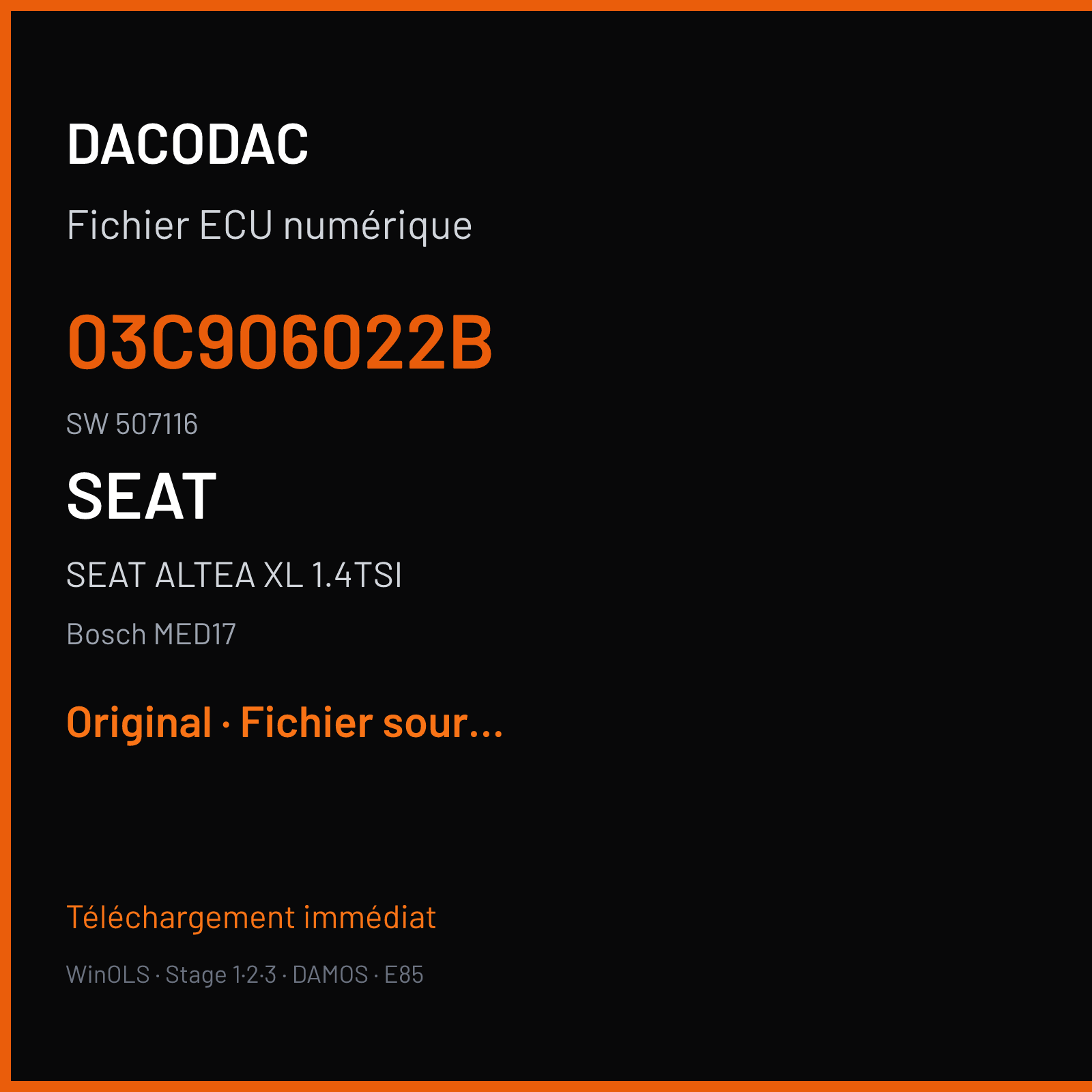 SEAT ALTEA XL 1.4TSI (2010) — Bosch MED17 — 03C906022B · 507116 — Original