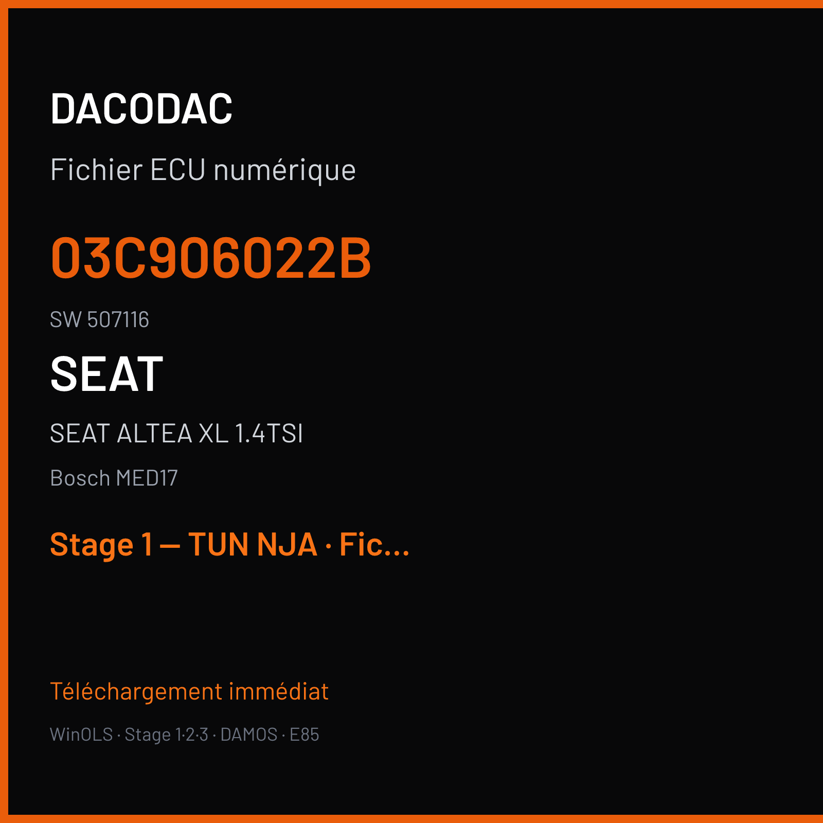 SEAT ALTEA XL 1.4TSI (2010) — Bosch MED17 — 03C906022B · 507116 — Stage 1 — TUN NJA