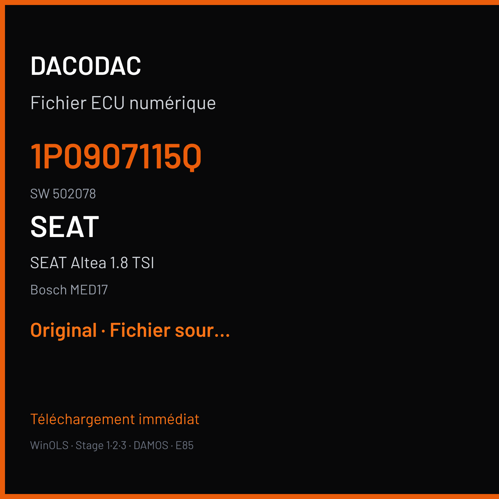 SEAT Altea 1.8 TSI (2009) — Bosch MED17 — 1P0907115Q · 502078 — Original